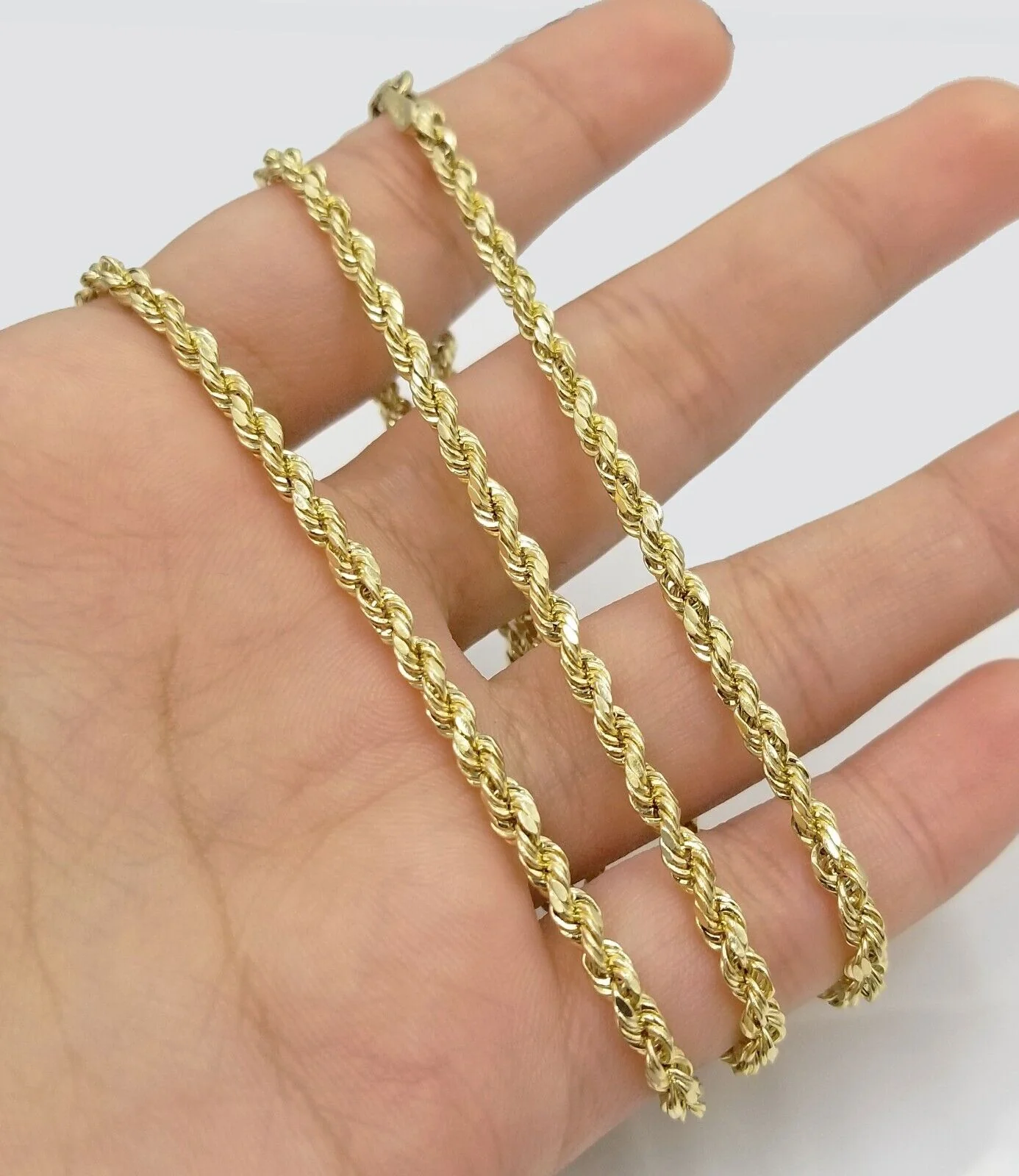 Real 10k Yellow Gold 3mm Rope Chain Cross Pendant 20" inch Necklace , Men Women - Image 5