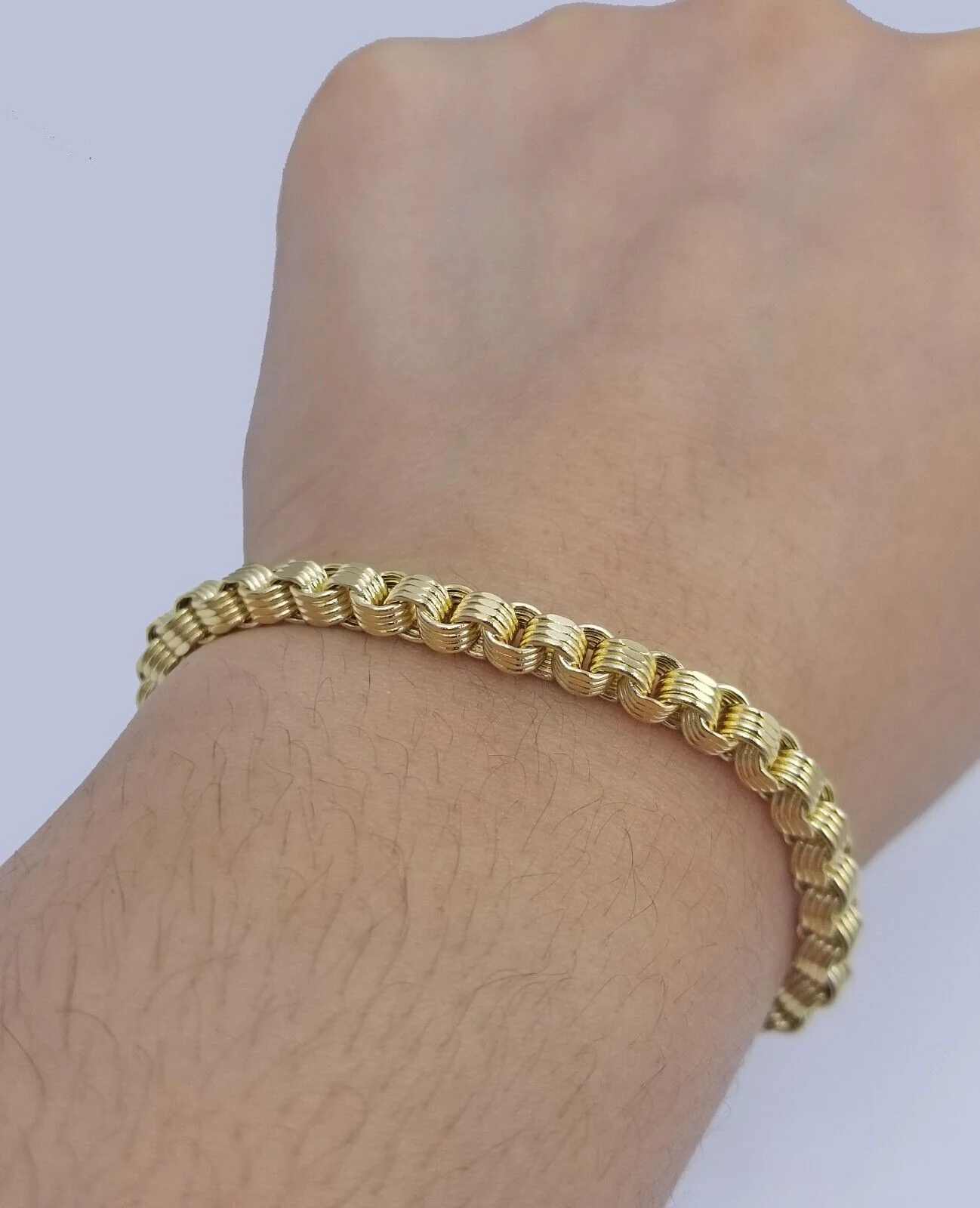 Real 10k Yellow Gold 4mm Box Byzantine Bracelet 8.5" inch 10kt Unisex Men Women - Image 2