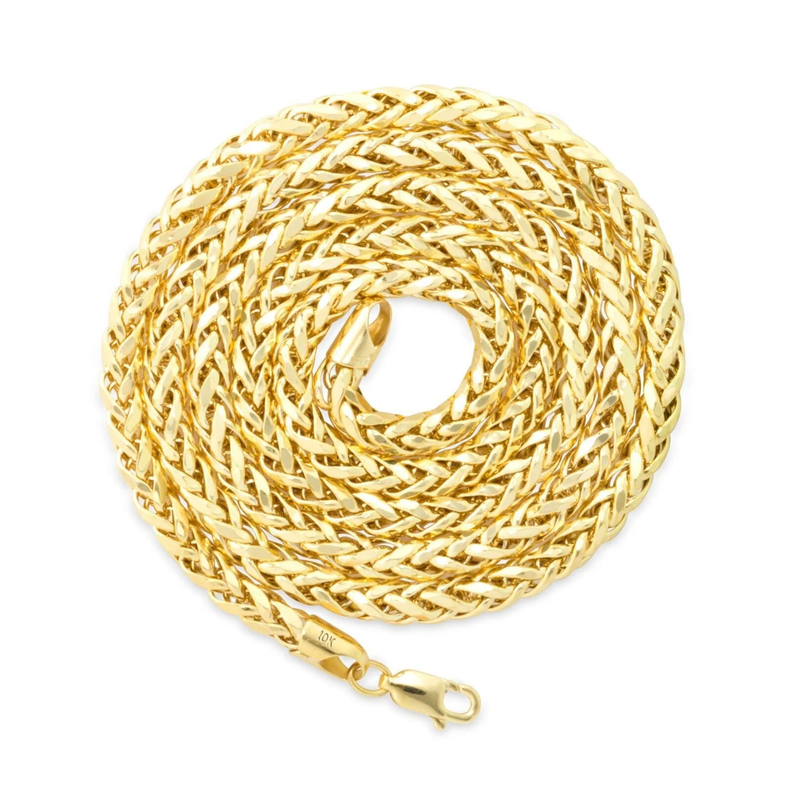 Real 10K Yellow Gold 4mm Wheat Palm Franco Spiga Chain Necklace 16"- 30" Hollow - Image 4