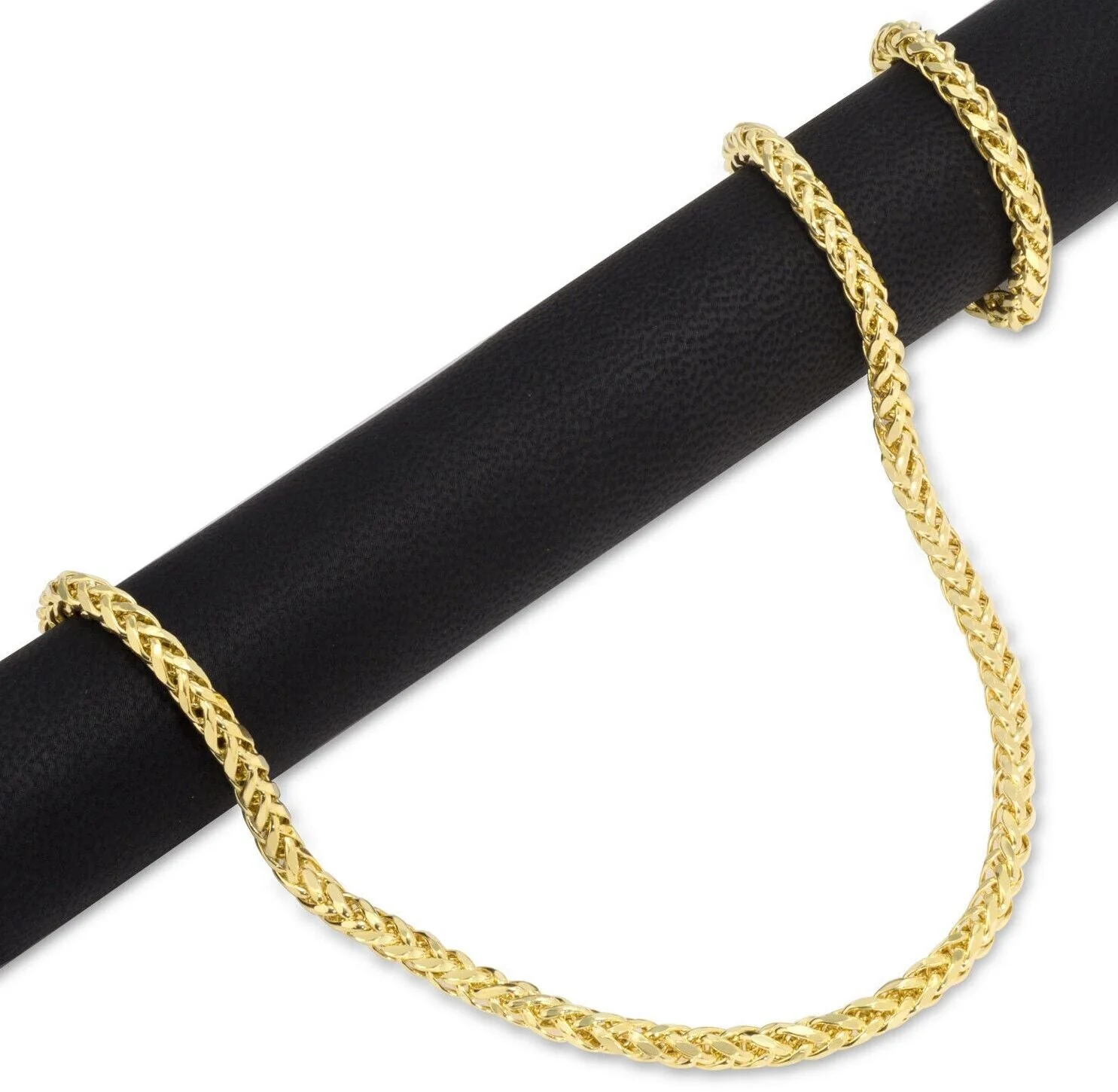 Real 10K Yellow Gold 4mm Wheat Palm Franco Spiga Chain Necklace 16"- 30" Hollow - Image 8