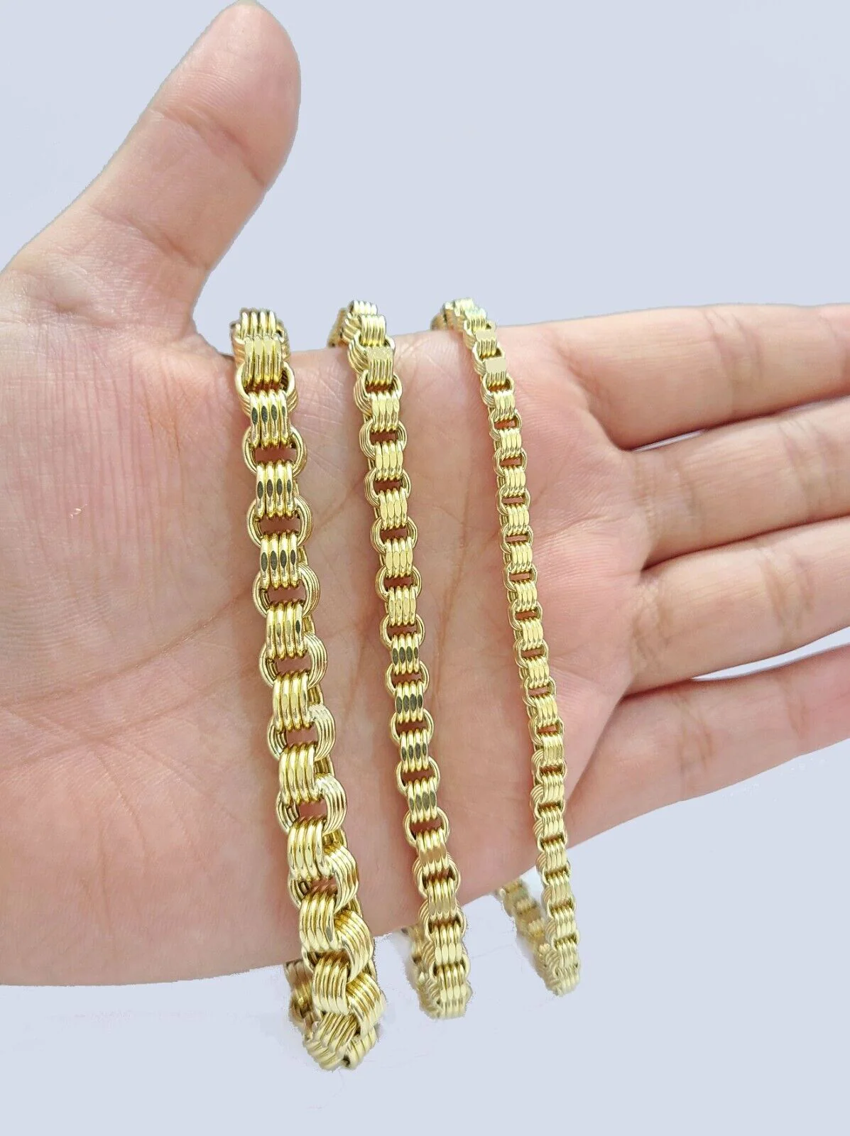 Real 10k Yellow Gold 5mm Box Byzantine Bracelet 8" inch 10kt Unisex Men Women - Image 2
