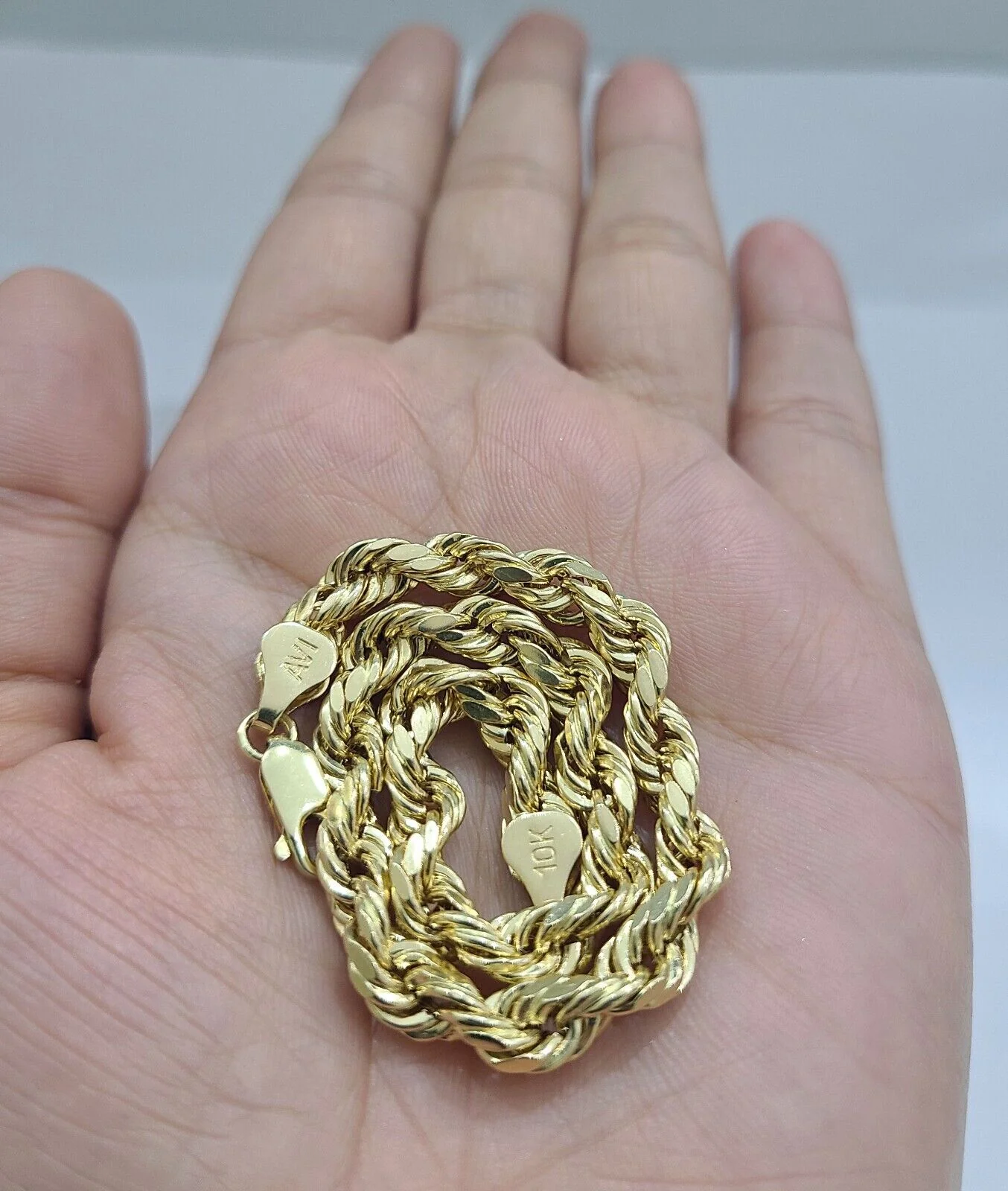 Real 10k Yellow Gold 5mm Rope Bracelet 9'' inch 10kt Unisex - Image 3