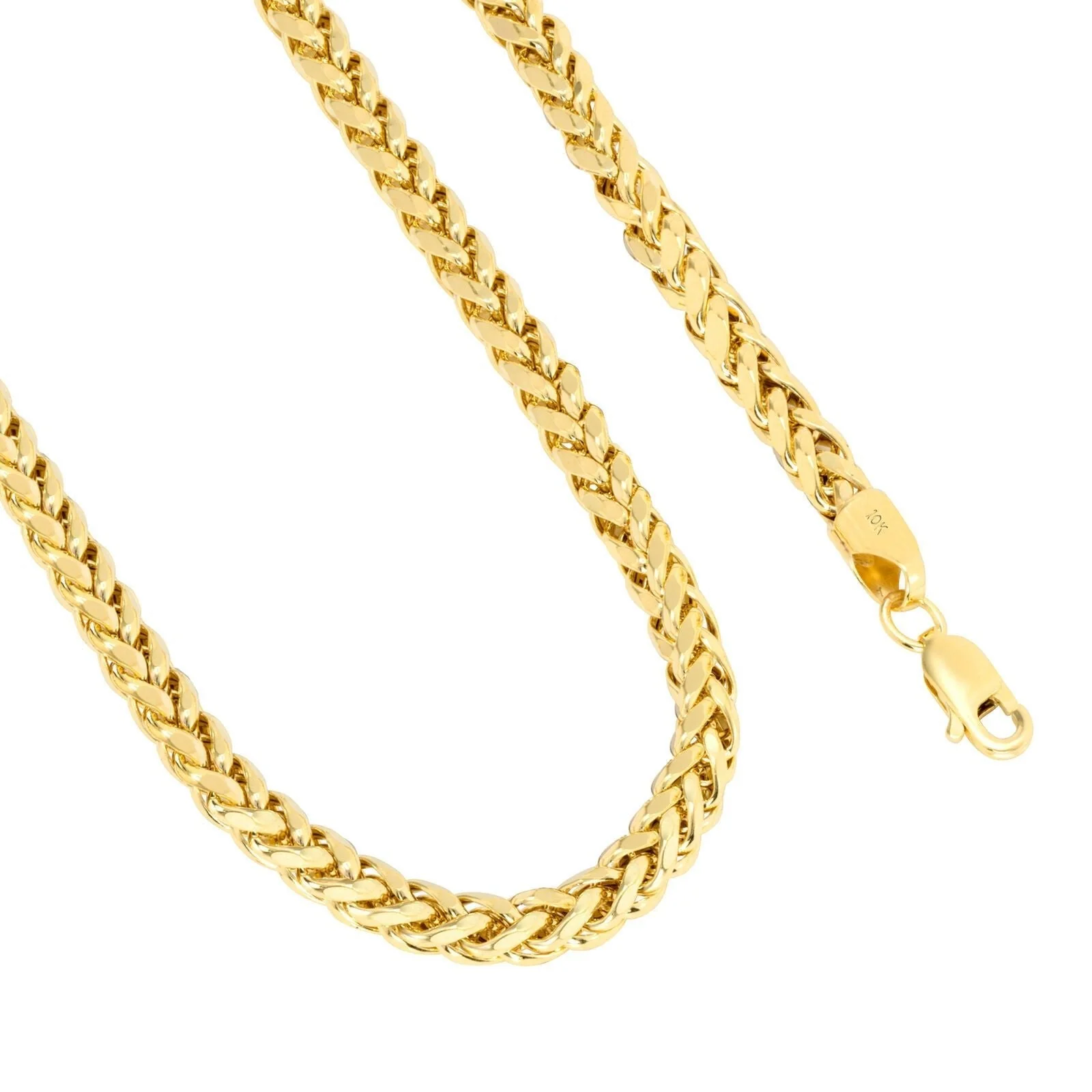 Real 10K Yellow Gold 5mm Wheat Palm Franco Spiga Chain Necklace 16"- 30" Hollow - Image 4