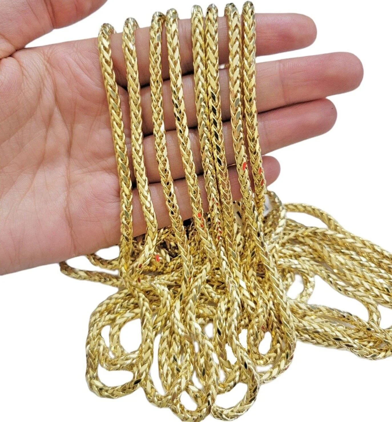 Real 10K Yellow Gold 5mm Wheat Palm Franco Spiga Chain Necklace 16"- 30" Hollow - Image 5
