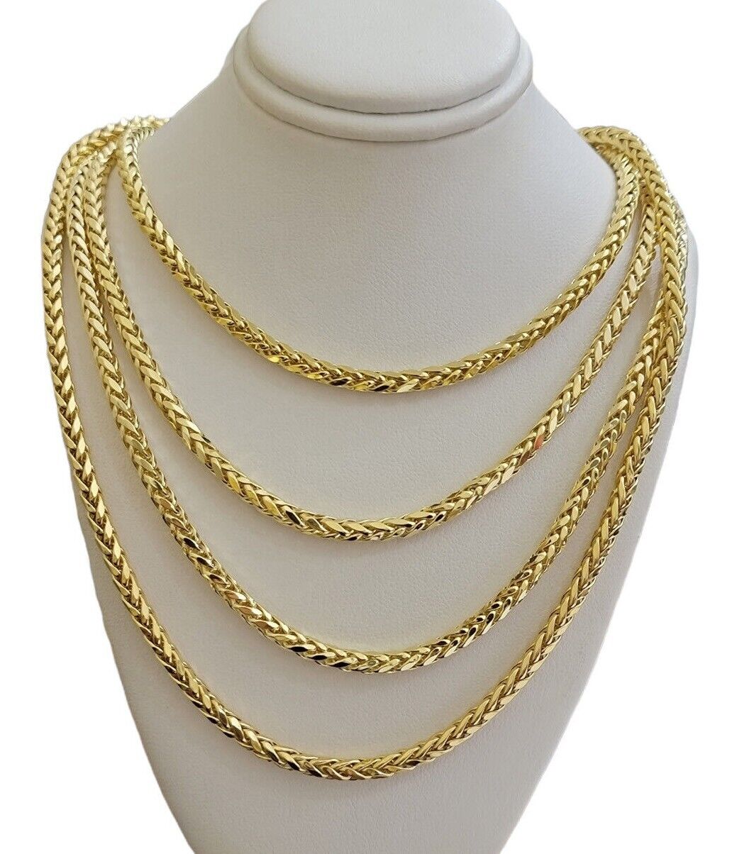 Real 10K Yellow Gold 5mm Wheat Palm Franco Spiga Chain Necklace 16"- 30" Hollow - Image 7