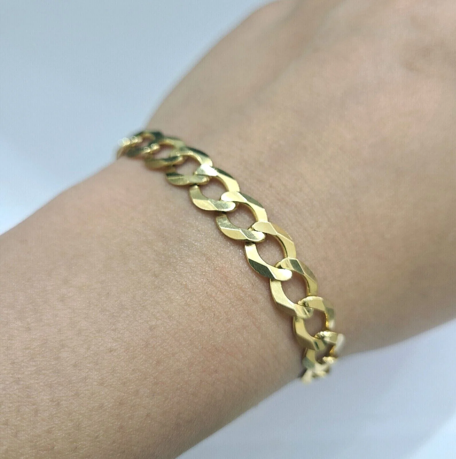 Real 10K Yellow Gold 8mm Cuban Curb Link Bracelet 8" inch 10kt Lobster lock - Image 2