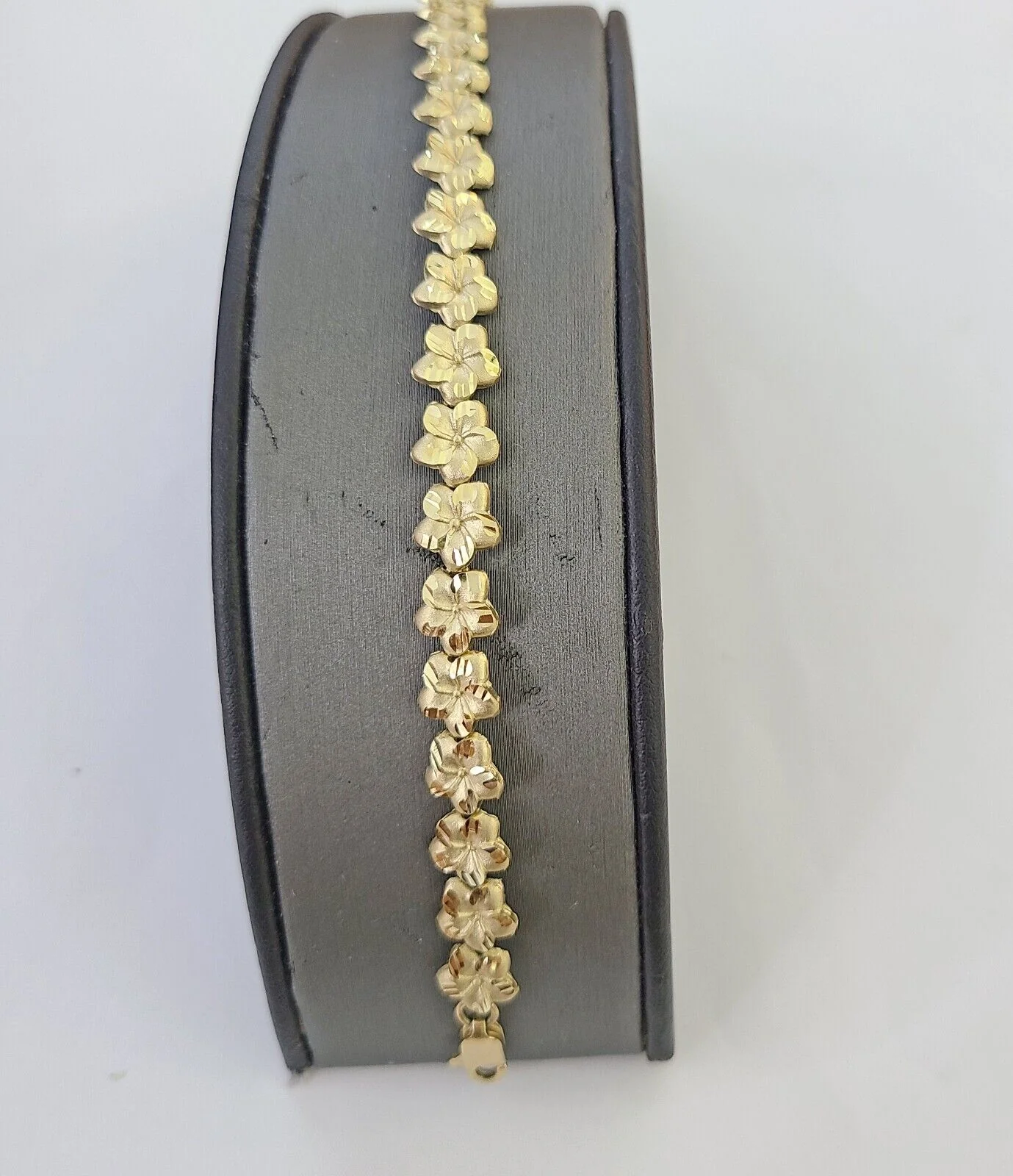 Real 10K Yellow Gold 8mm Flower Bracelet  7.5" Inch 10kt Gold - Image 5