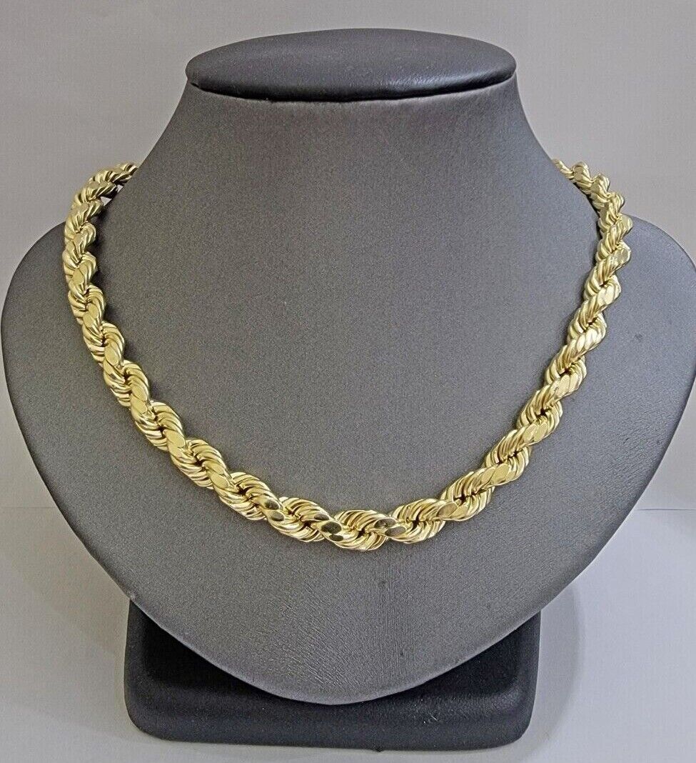 Real 10k Yellow Gold 8mm Rope Chain Necklace 18 in- 30 Inch Diamond Cuts 10kt - Image 6