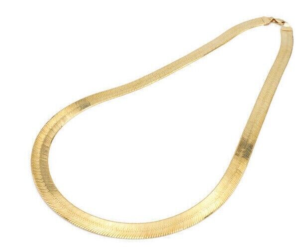 Real 10k Yellow Gold 9mm Herring Bone Chain Necklace  22" Inch Lobster lock - Image 4