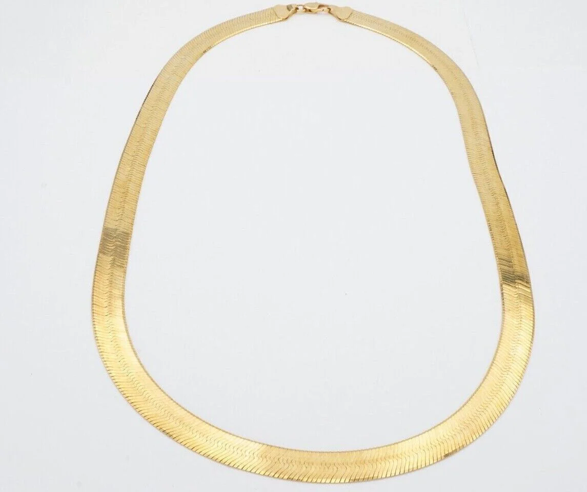 Real 10k Yellow Gold 9mm Herring Bone Chain Necklace  22" Inch Lobster lock - Image 8