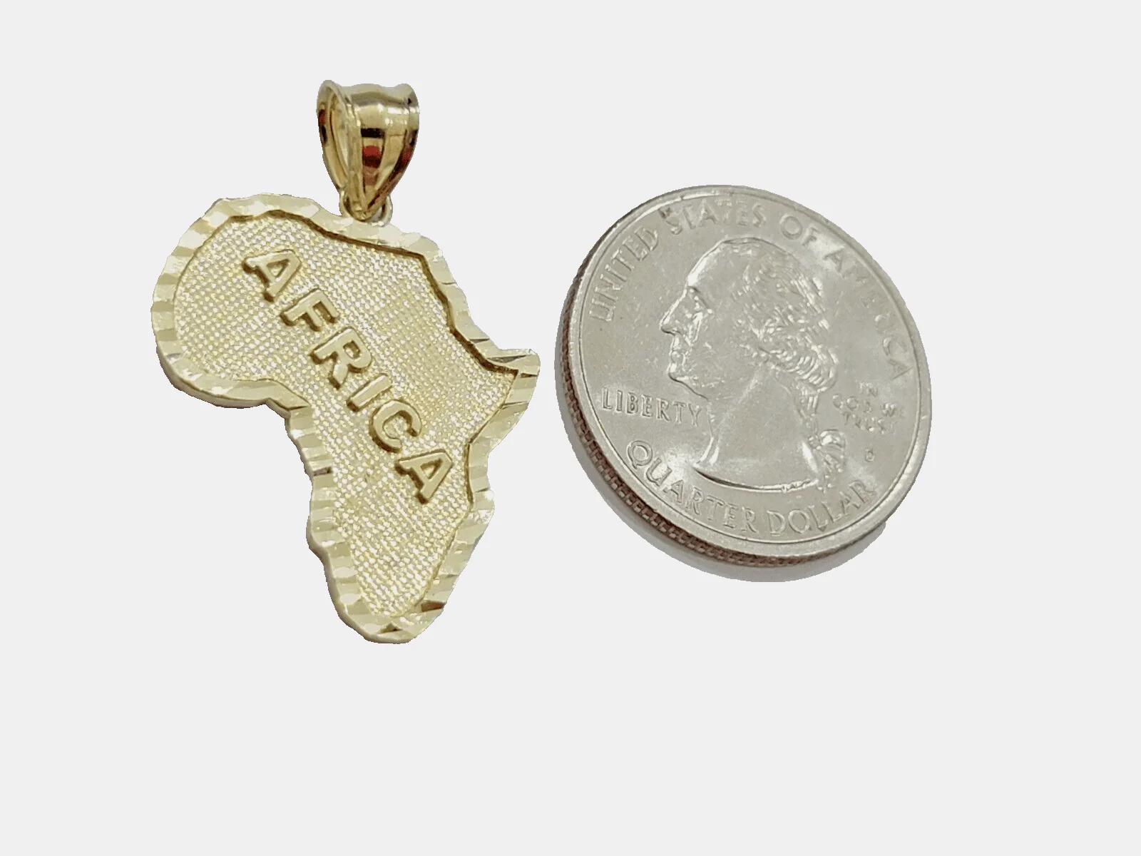 Real 10k Yellow Gold Africa Map Charm 1 Inch Pendant 10kt Chain & Necklace - Image 6