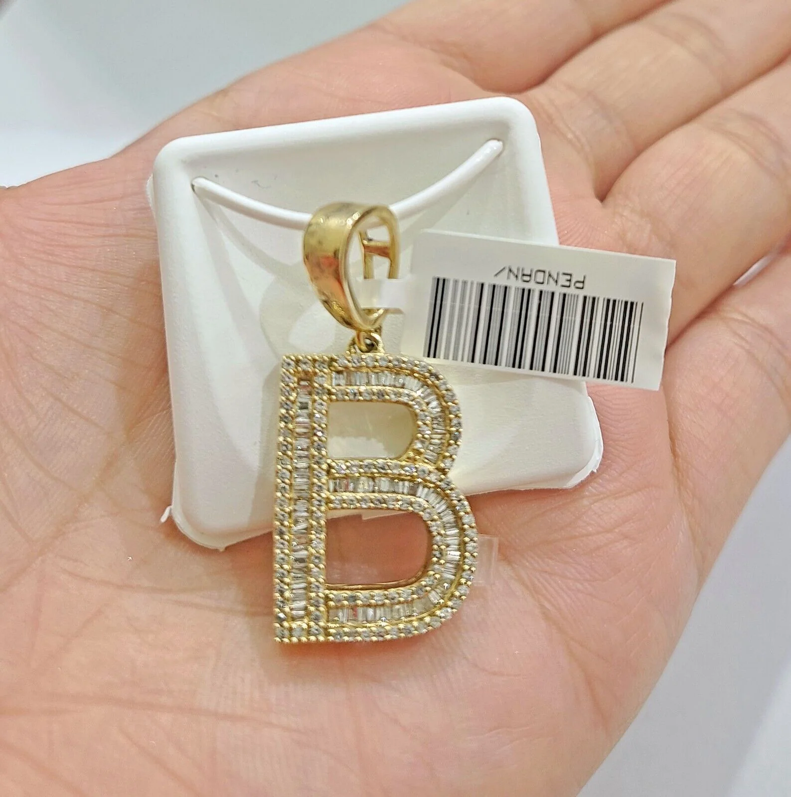 Real 10K Yellow Gold Alphabets Diamond Cut Charm A-Z Pendant Initials