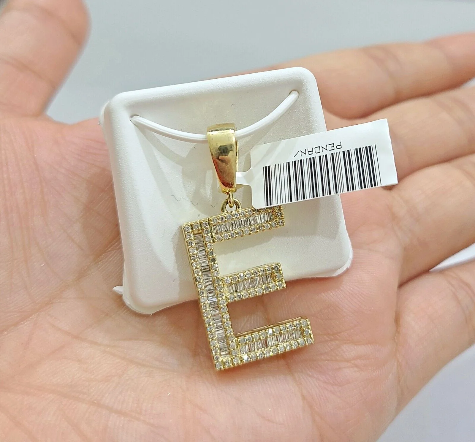 Real 10K Yellow Gold Alphabets Diamond Cut Charm A-Z Pendant Initials - Image 21