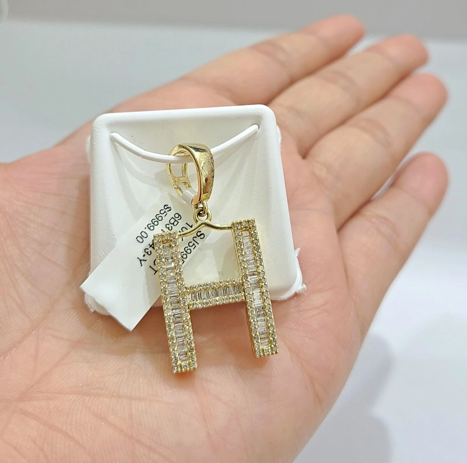 Real 10K Yellow Gold Alphabets Diamond Cut Charm A-Z Pendant Initials - Image 24