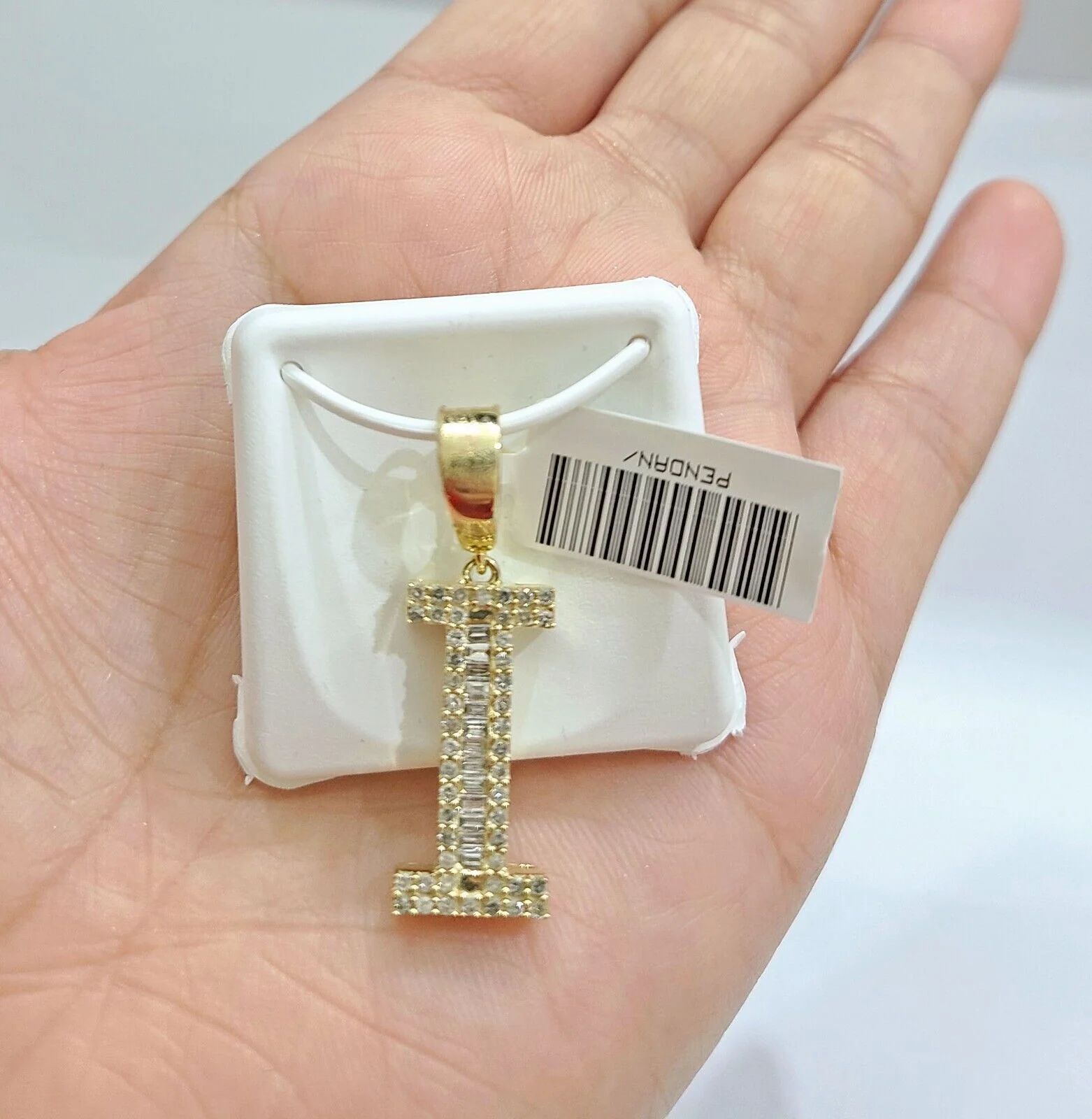 Real 10K Yellow Gold Alphabets Diamond Cut Charm A-Z Pendant Initials - Image 25