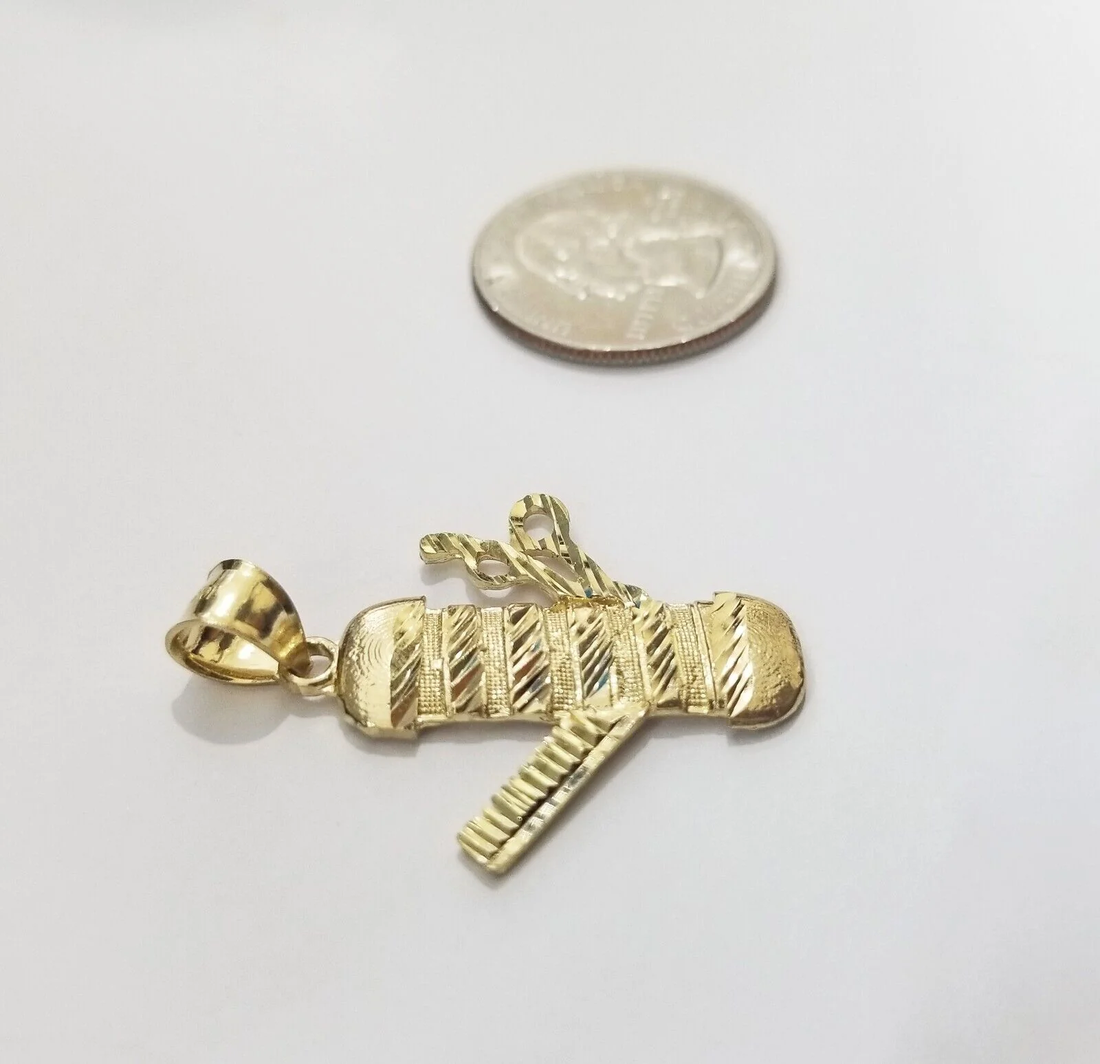 Real 10k Yellow Gold Barber Charm Pendant 10kt for Chain - Image 4