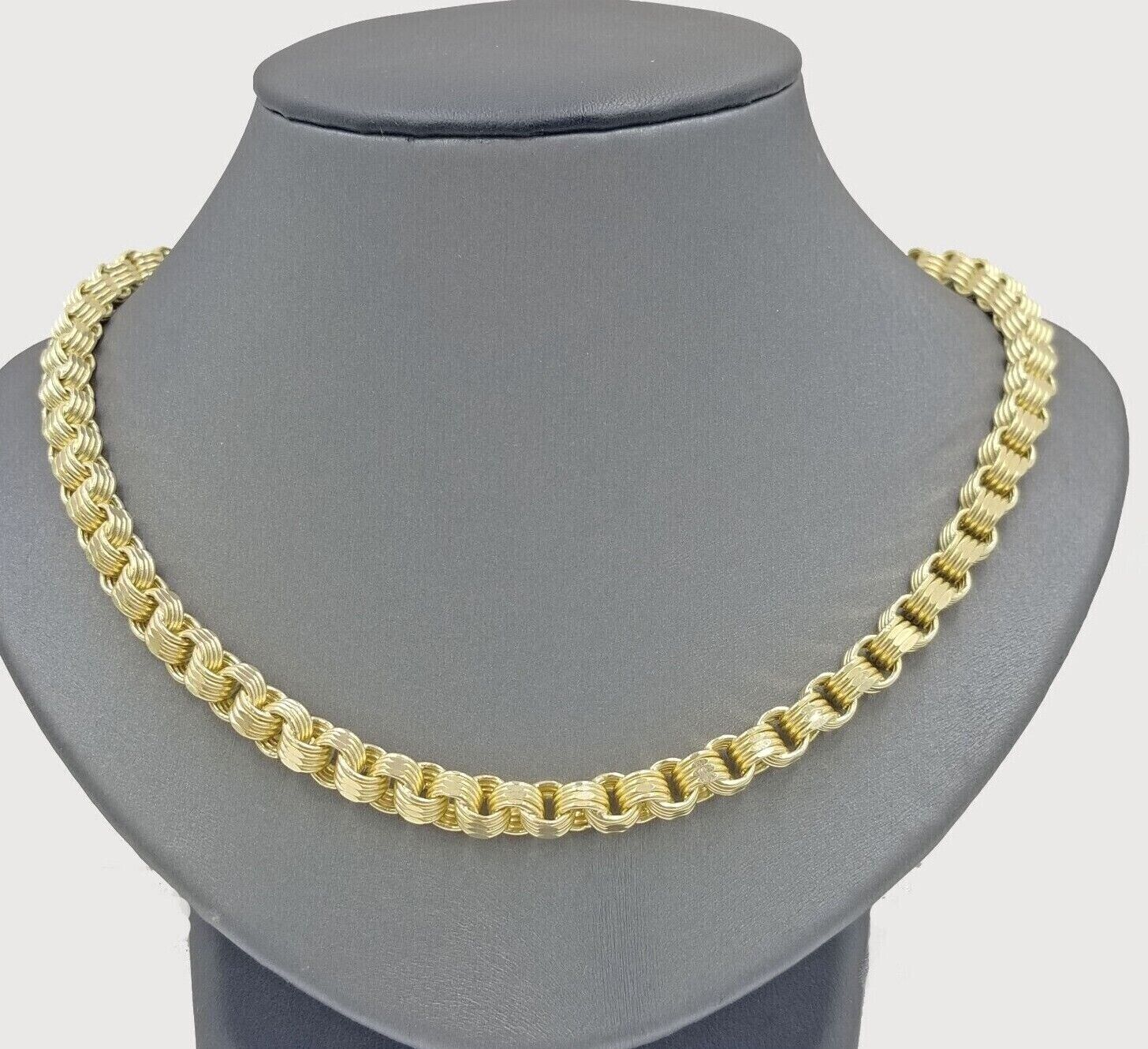 Real 10k Yellow Gold Box Byzantine Necklace 6.5mm 24" inch For Men 10kt Chain - Image 3