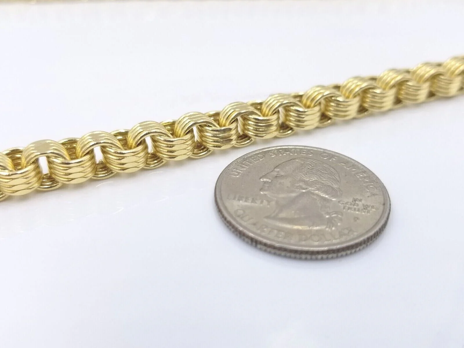 Real 10k Yellow Gold Box Byzantine Necklace 6.5mm 24" inch For Men 10kt Chain - Image 5