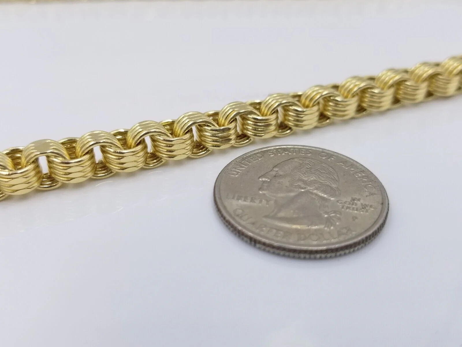 Real 10k Yellow Gold Box Byzantine Necklace 6.5mm 24" inch For Men 10kt Chain - Image 5