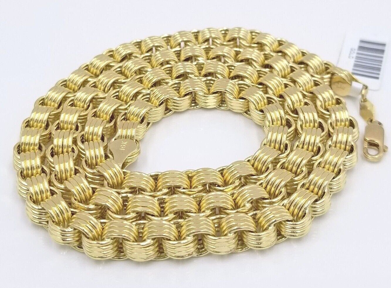 Real 10k Yellow Gold Box Byzantine Necklace 6.5mm 28" inch For Men 10kt Chain - Image 3