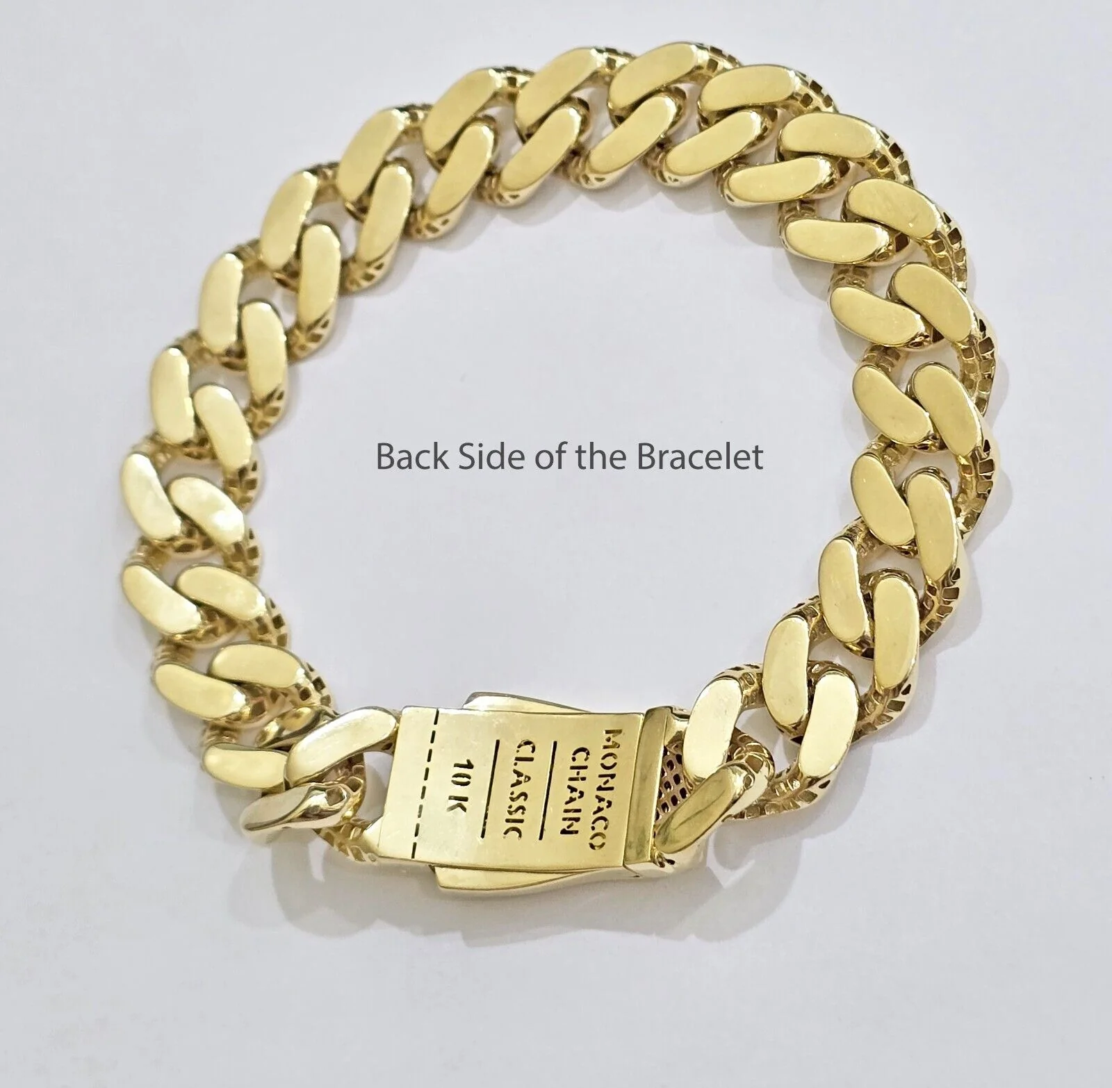 Real 10k Yellow Gold Bracelet 13mm 7.5 Inch Royal Monaco Cuban Link Men Box Lock - Image 8