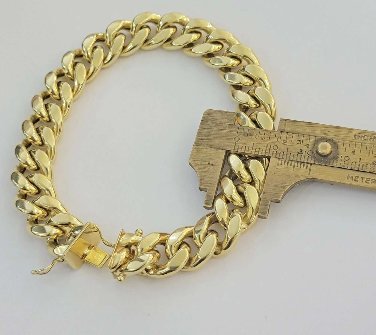 Real 10k Yellow Gold Bracelet 13mm 8 Inch Miami Cuban Link Mens 10KT Strong Link - Image 5