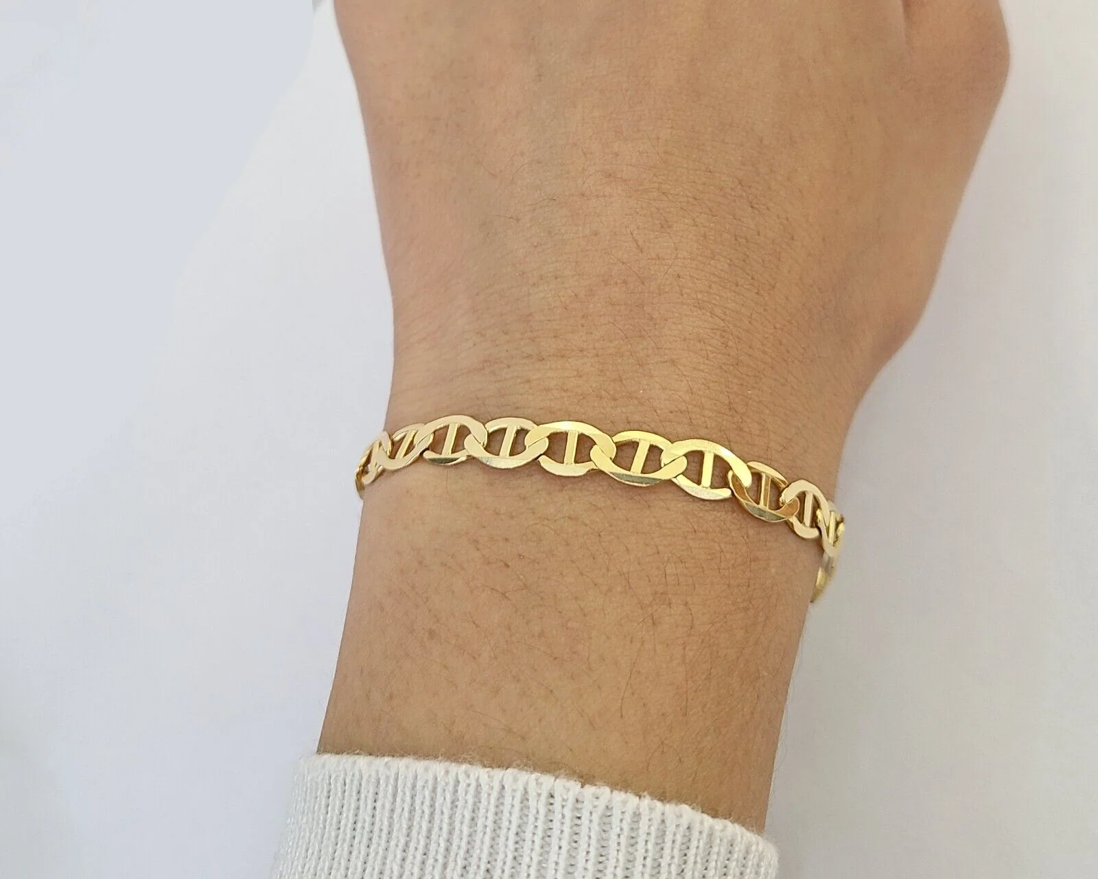 REAL 10k Yellow Gold Bracelet  6mm Anchor Mariner 8" Inch Lobster Lock - Image 2