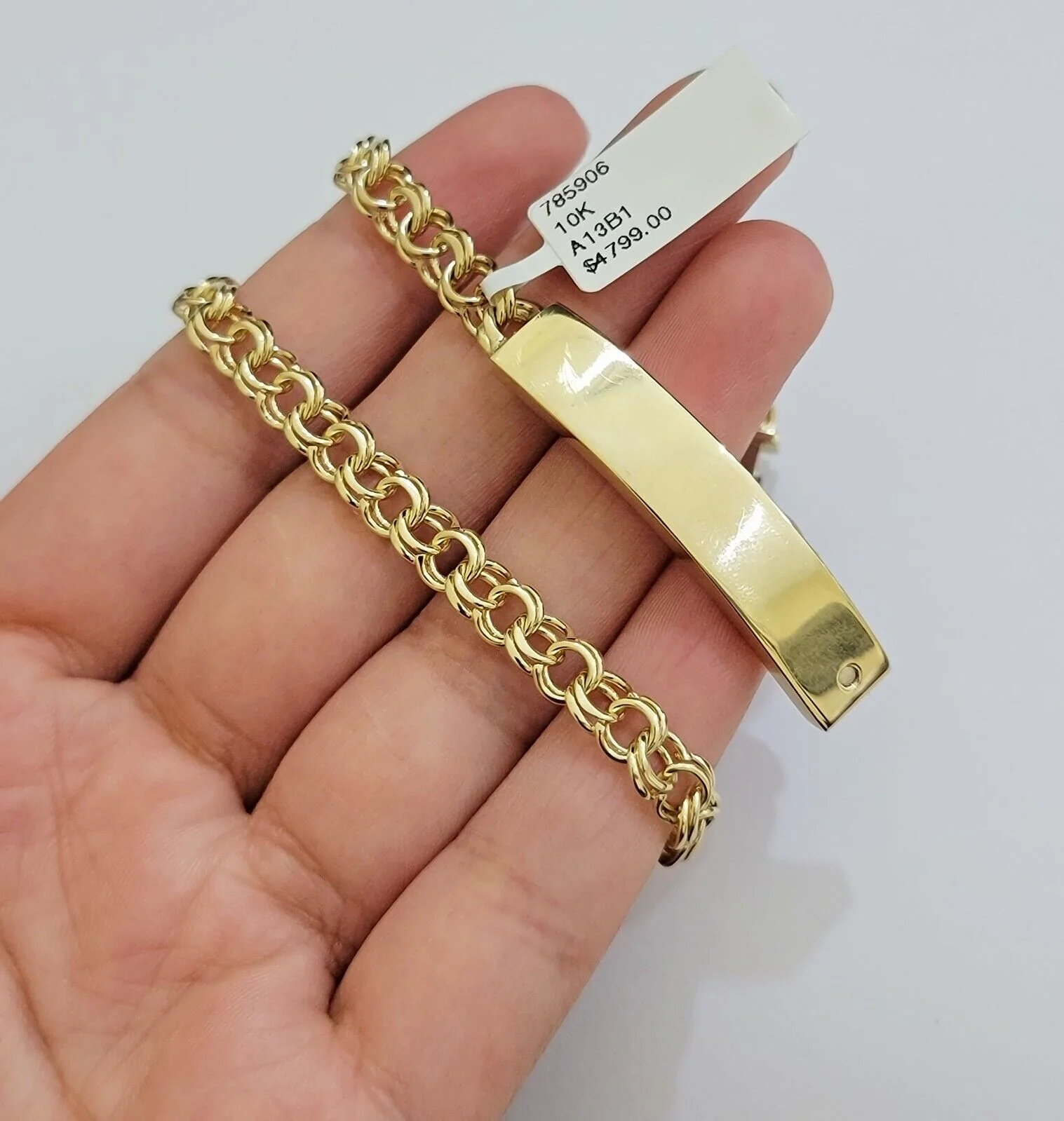 Real 10k Yellow Gold Bracelet Chino ID Name Plate 6.25" SOLID LINK KIDS / Women - Image 5