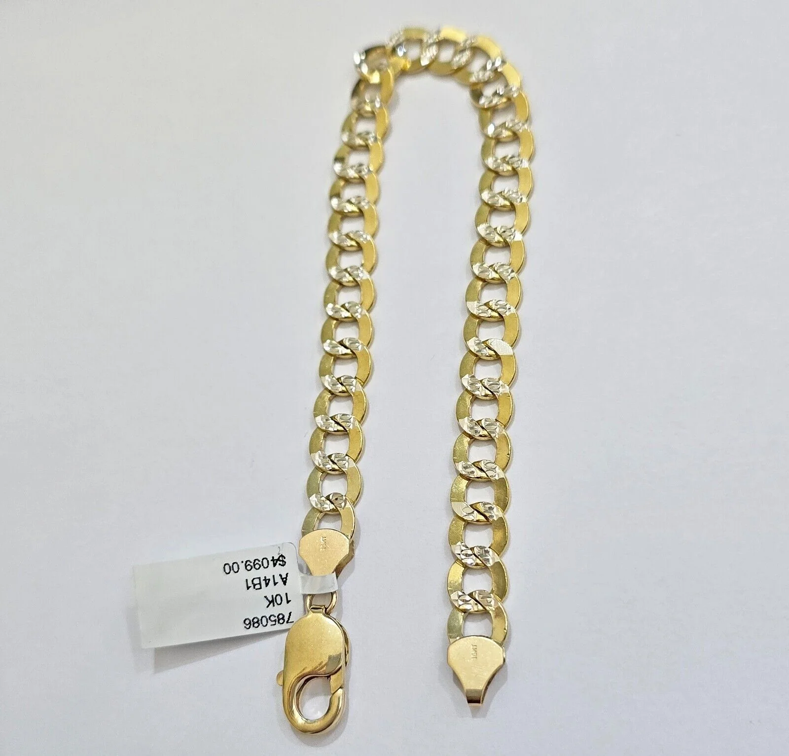 Real 10k Yellow Gold Bracelet Cuban Curb link 7mm 8 Inch Two-tone Cuts SOLID 10k - Image 3