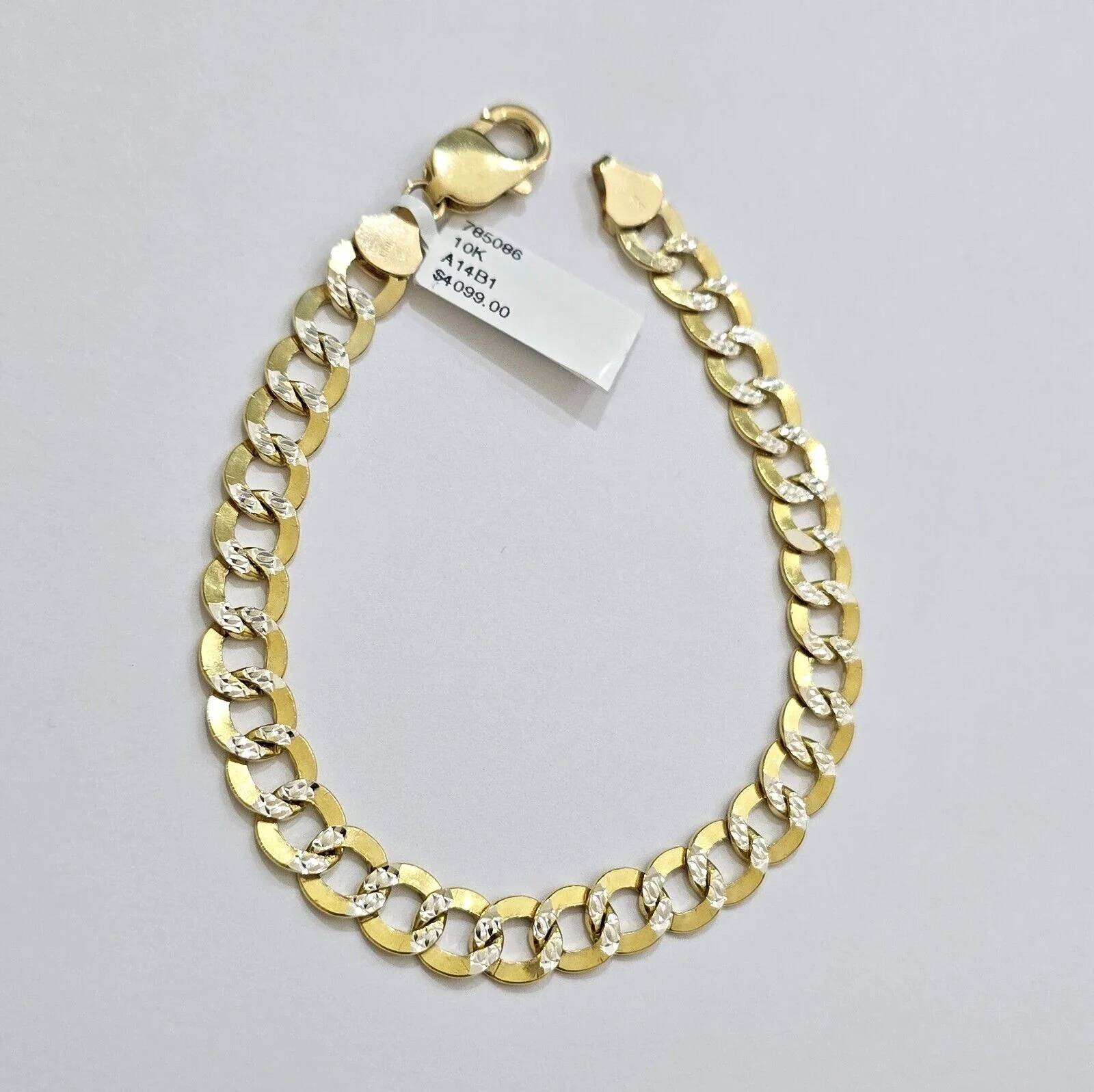 Real 10k Yellow Gold Bracelet Cuban Curb link 7mm 8 Inch Two-tone Cuts SOLID 10k - Image 5
