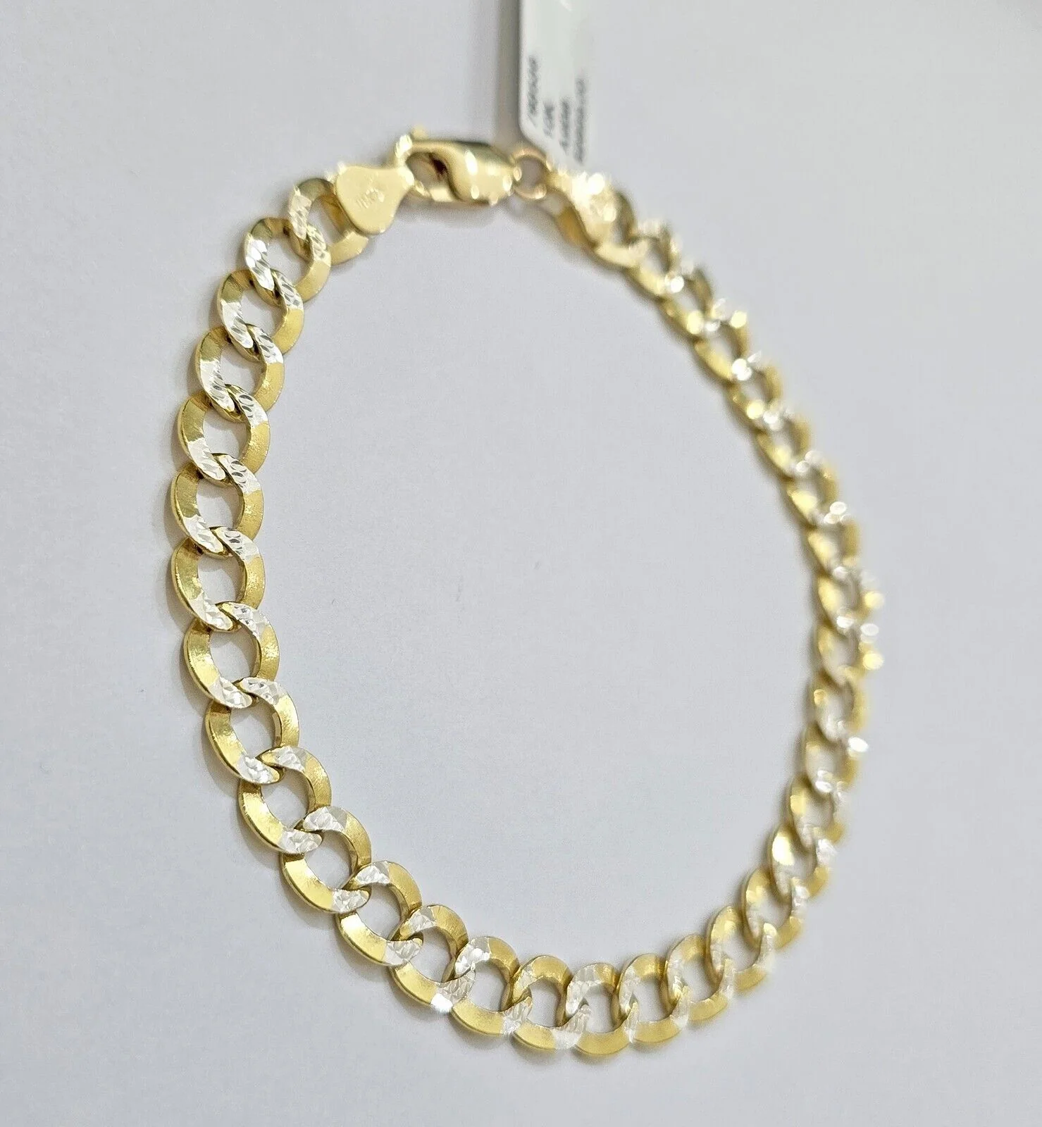 Real 10k Yellow Gold Bracelet Cuban Curb link 7mm 8 Inch Two-tone Cuts SOLID 10k - Image 7