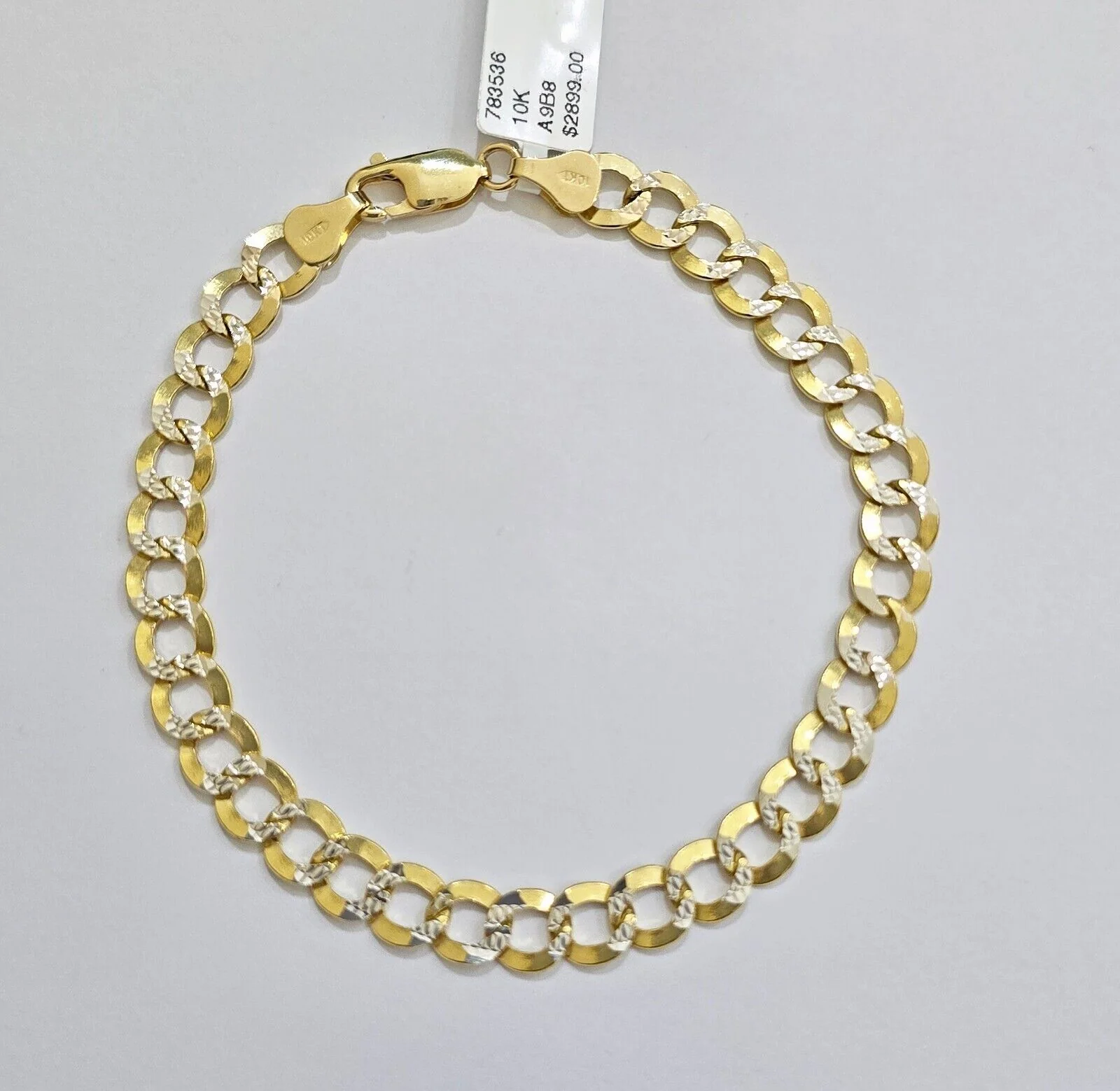 Real 10k Yellow Gold Bracelet Cuban Curb link 7mm 8 Inch Two-tone Cuts SOLID 10k - Image 8