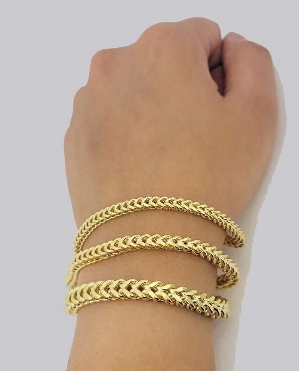 Real 10k Yellow Gold Bracelet Franco 8 Inch 4mm 5mm 6mm 10kt Mens BRAND NEW - Image 10