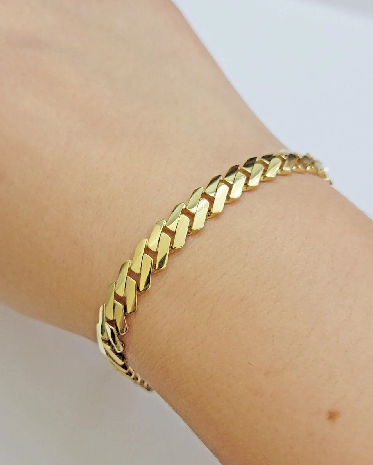 Real 10k Yellow Gold Bracelet Ladies 7.25 Inch 7mm Royal Monaco Cuban Link Women - Image 4