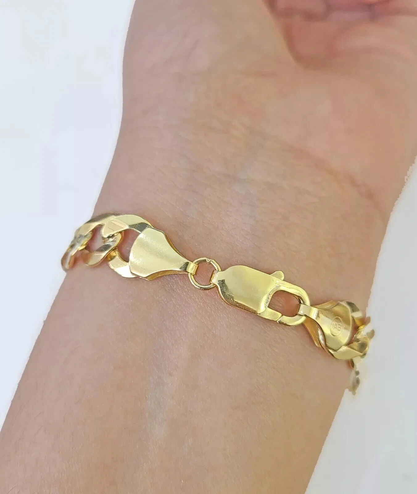Real 10k Yellow Gold Bracelet Mens Cuban curb Link ID Name Plate Solid 13mm 9" - Image 7