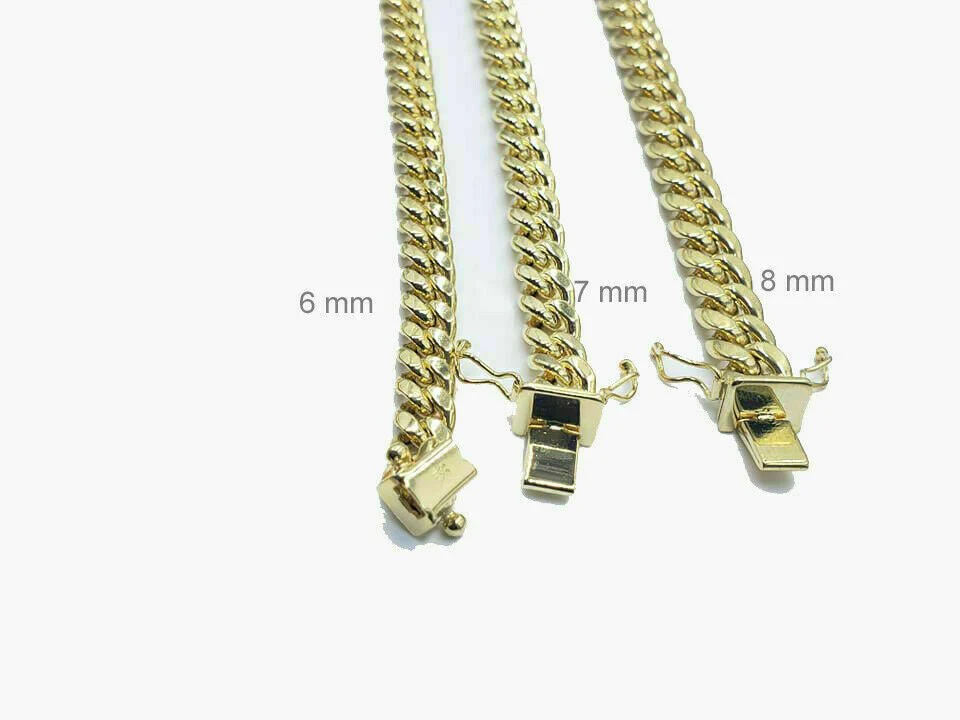 REAL 10k yellow Gold bracelet Miami Cuban Link 6MM-9Mm 7-9" Mens Box Clasp ,Rope - Image 8