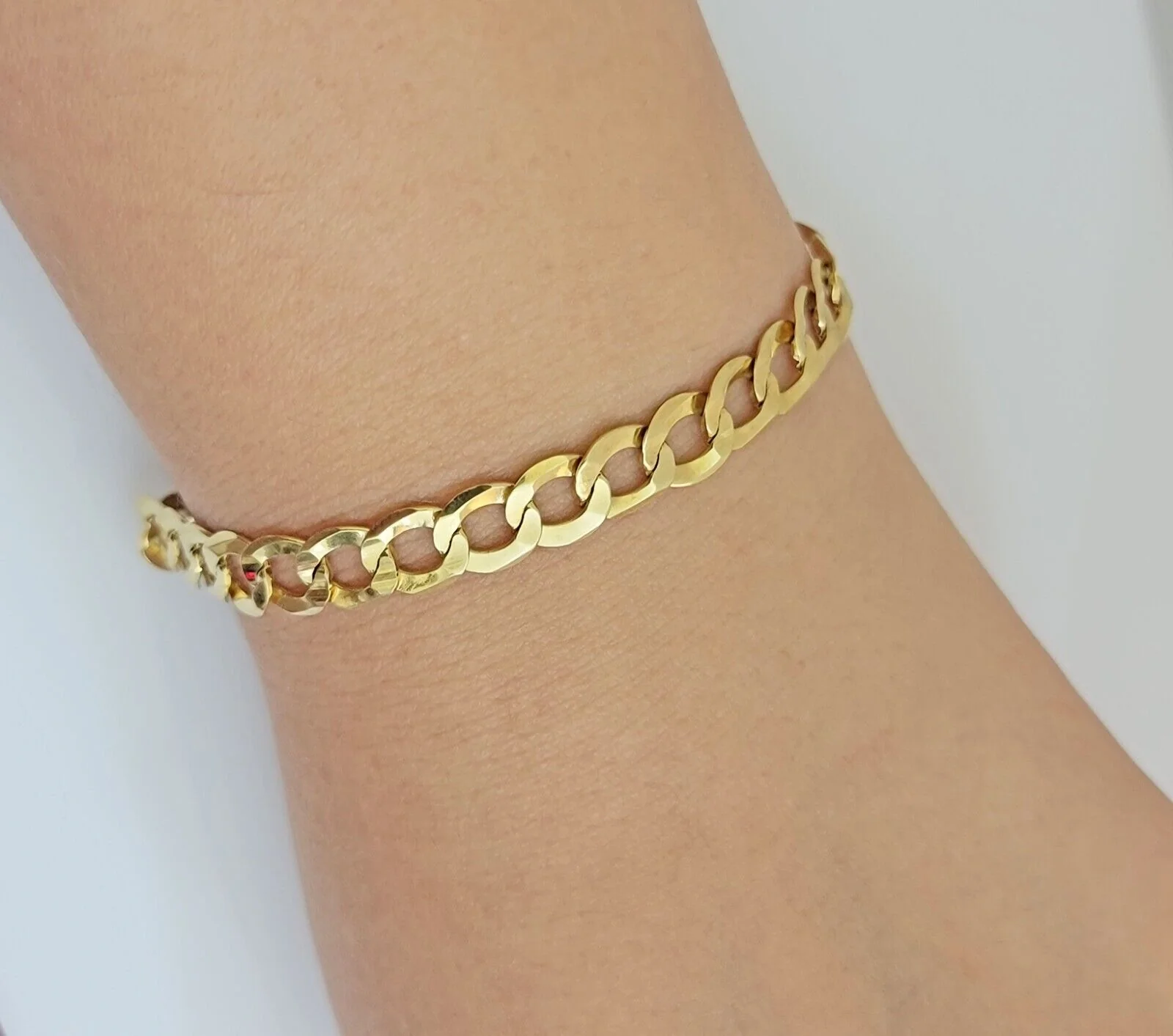 Real 10k Yellow Gold Bracelet Solid Cuban Link 7 Inch 7mm 10kt Women Bracelet - Image 3