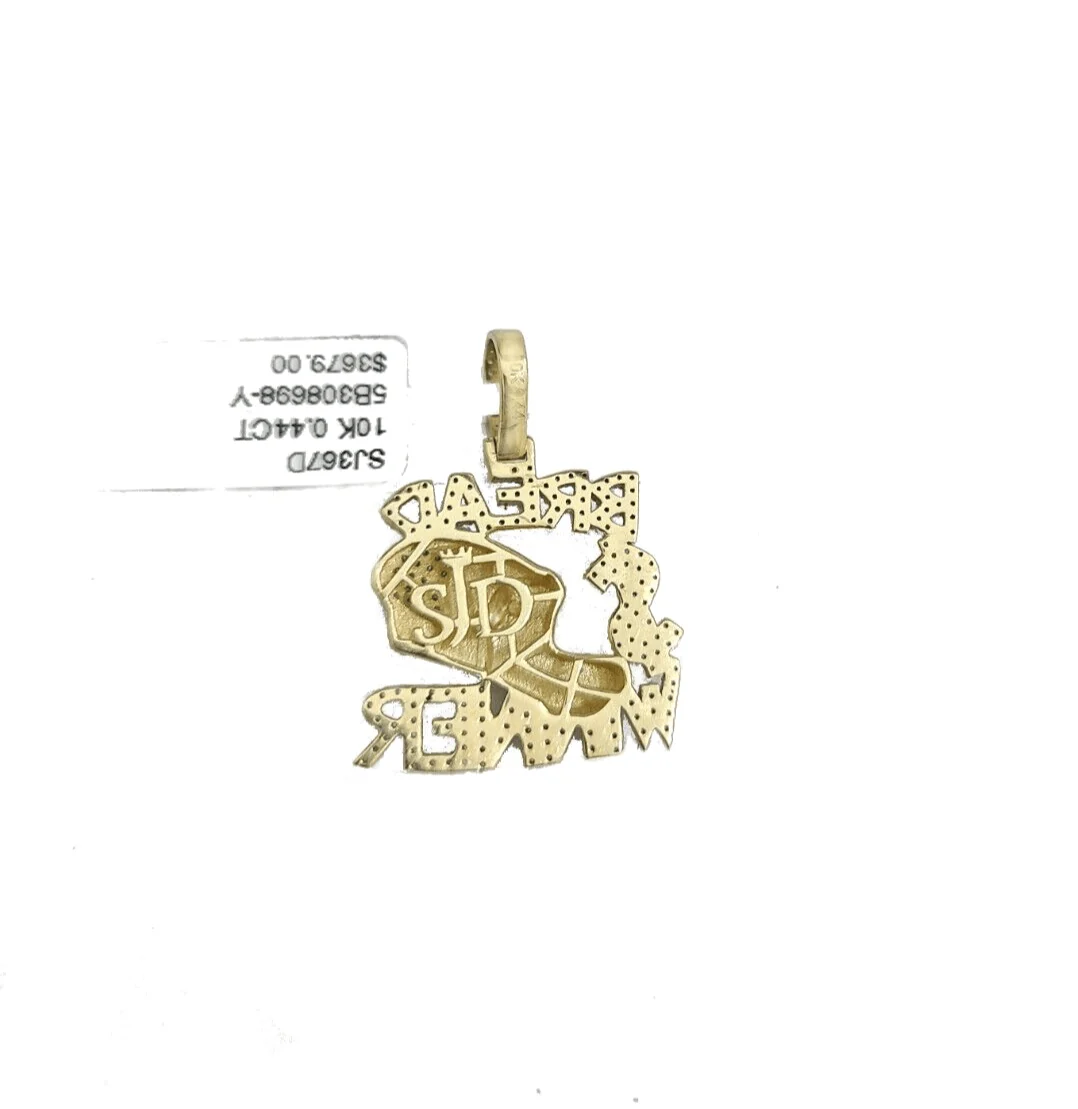 Real 10k Yellow Gold Bread Winner Diamond 0.44CT Charm Pendant 10kt for Chain - Image 4