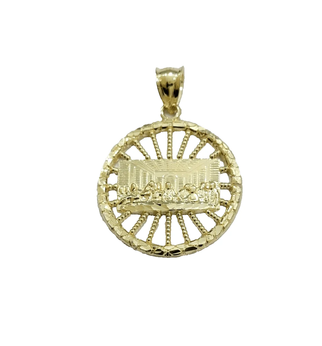Real 10k Yellow Gold chain Charm Last supper Pendant set Miami Cuban 4mm 22 Inch - Image 13