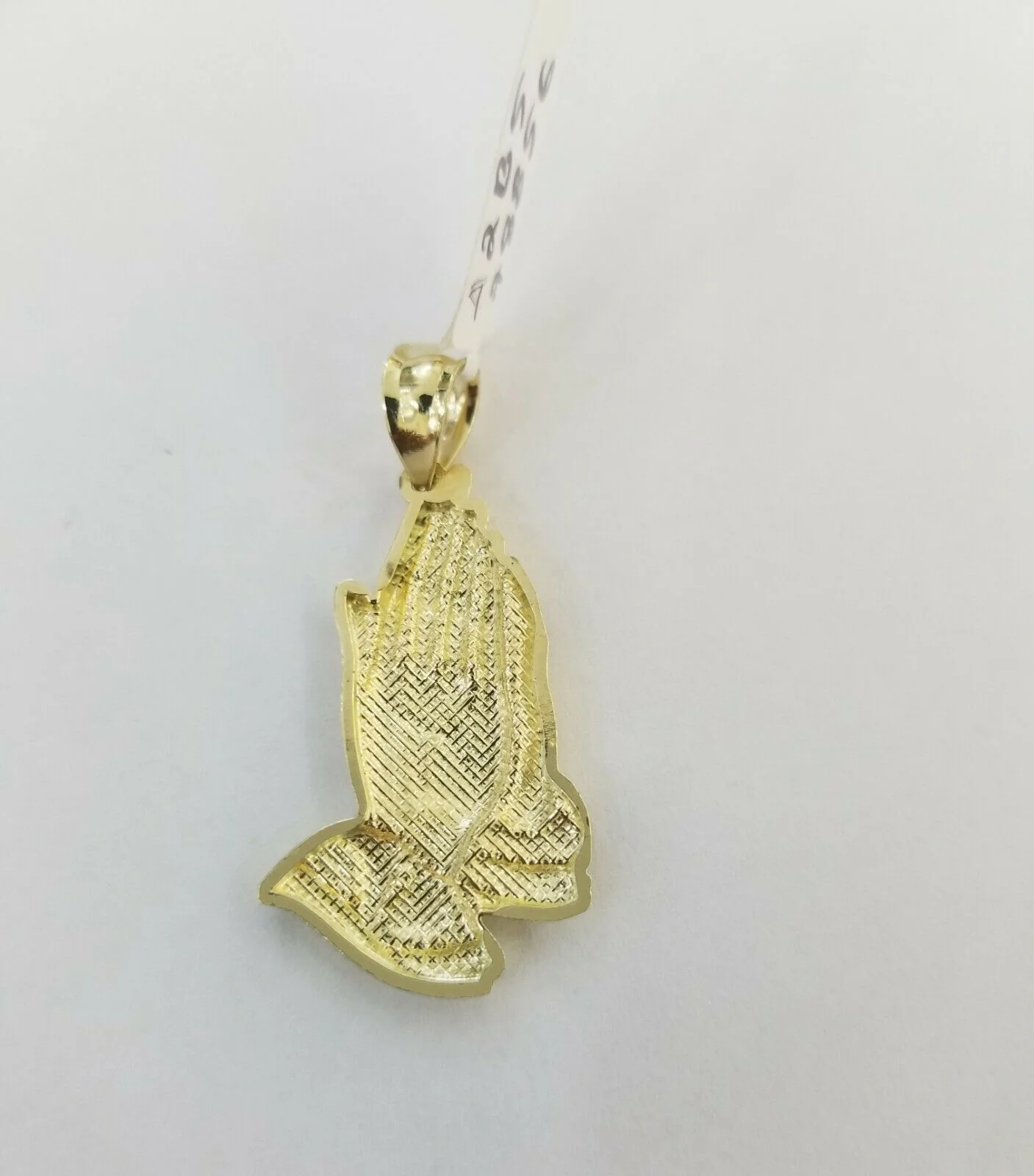 Real 10k Yellow Gold Chain & Charm Praying hand pendant , 22" 3mm Rope Necklace - Image 7