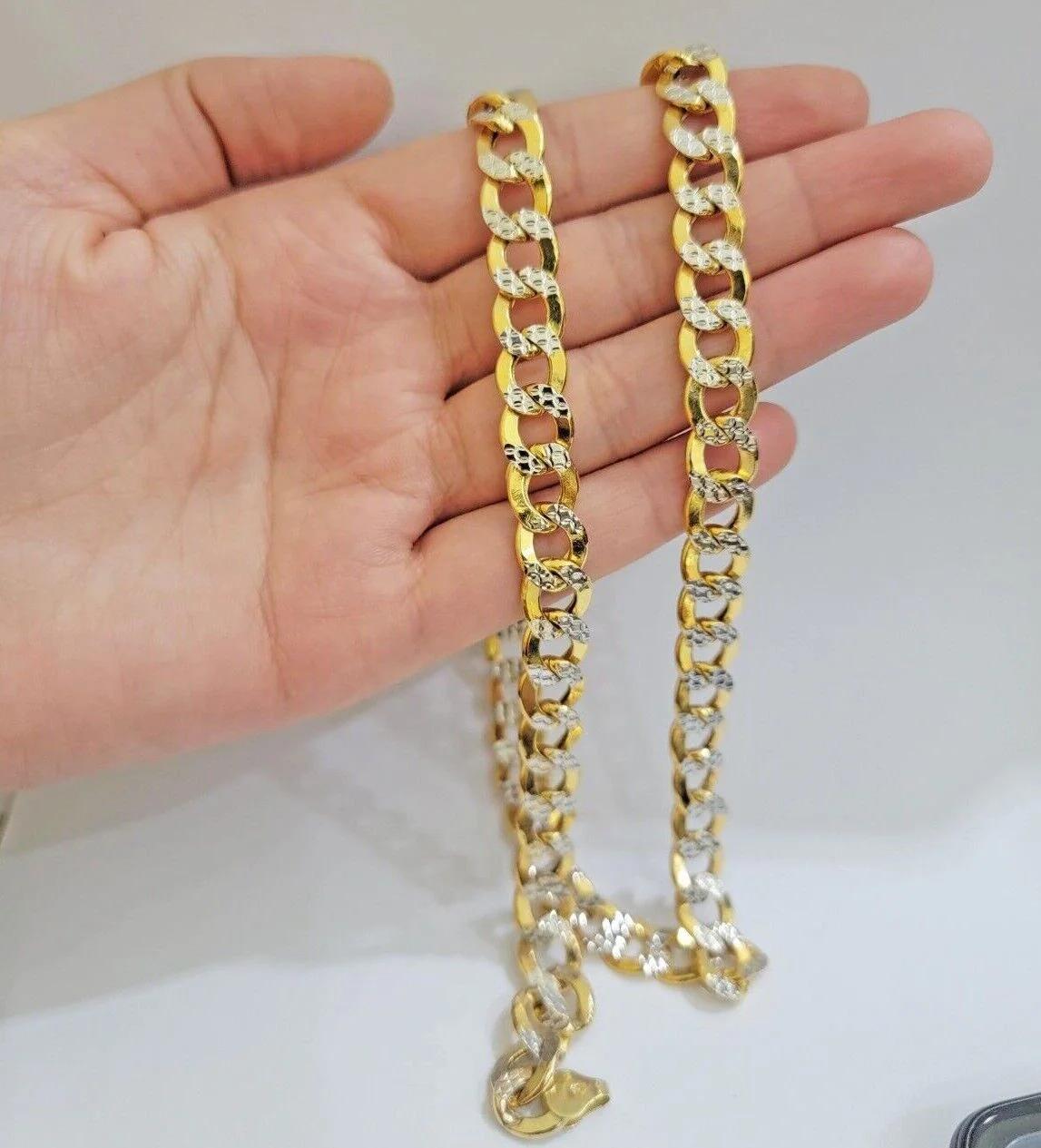 Real 10k Yellow Gold Chain Curb Link Necklace 10mm 18-30 Inch Diamond Cuts - Image 10