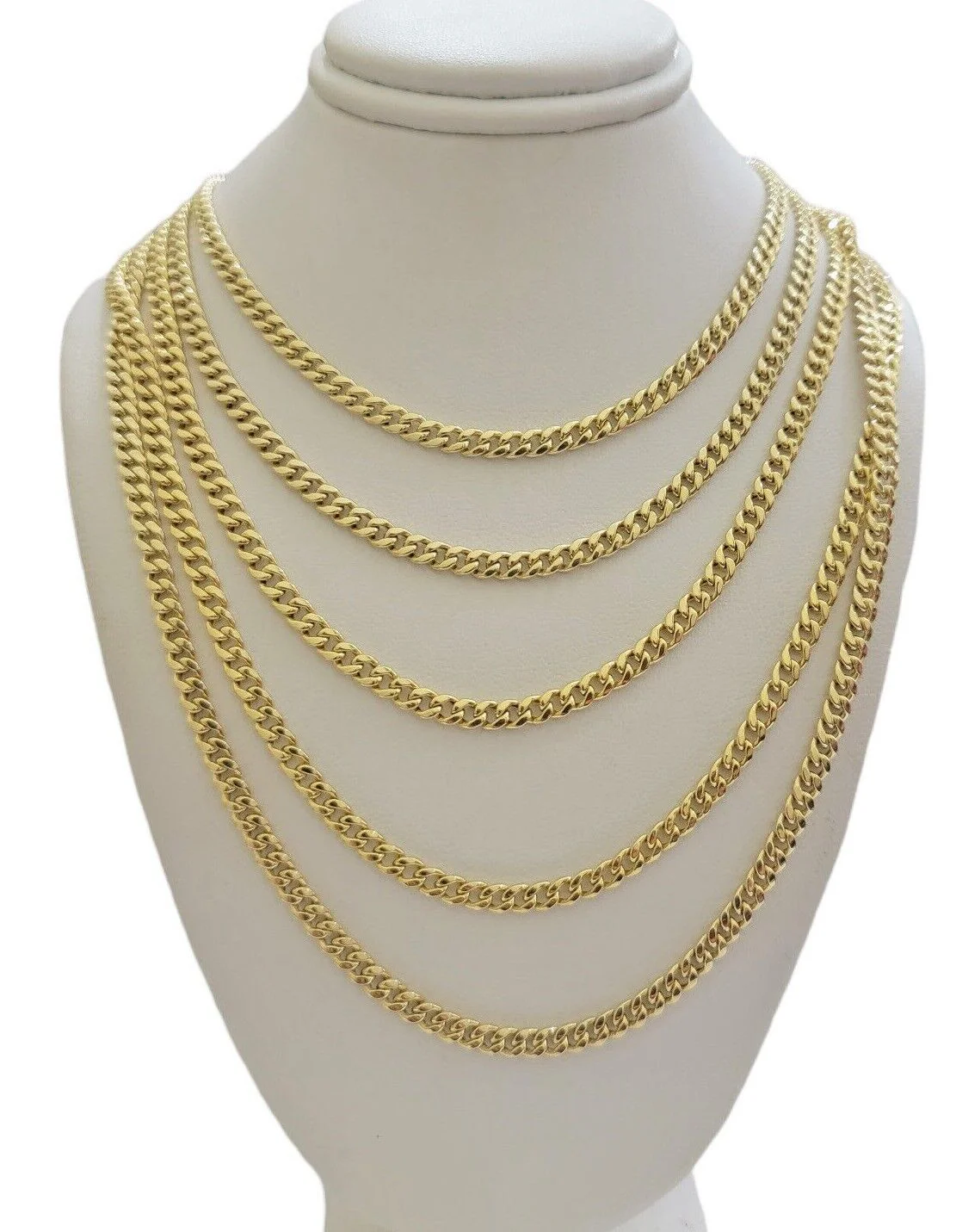 Real 10k Yellow Gold chain Miami Cuban Link 4mm STRONG Necklace For Pendant 10kt - Image 6