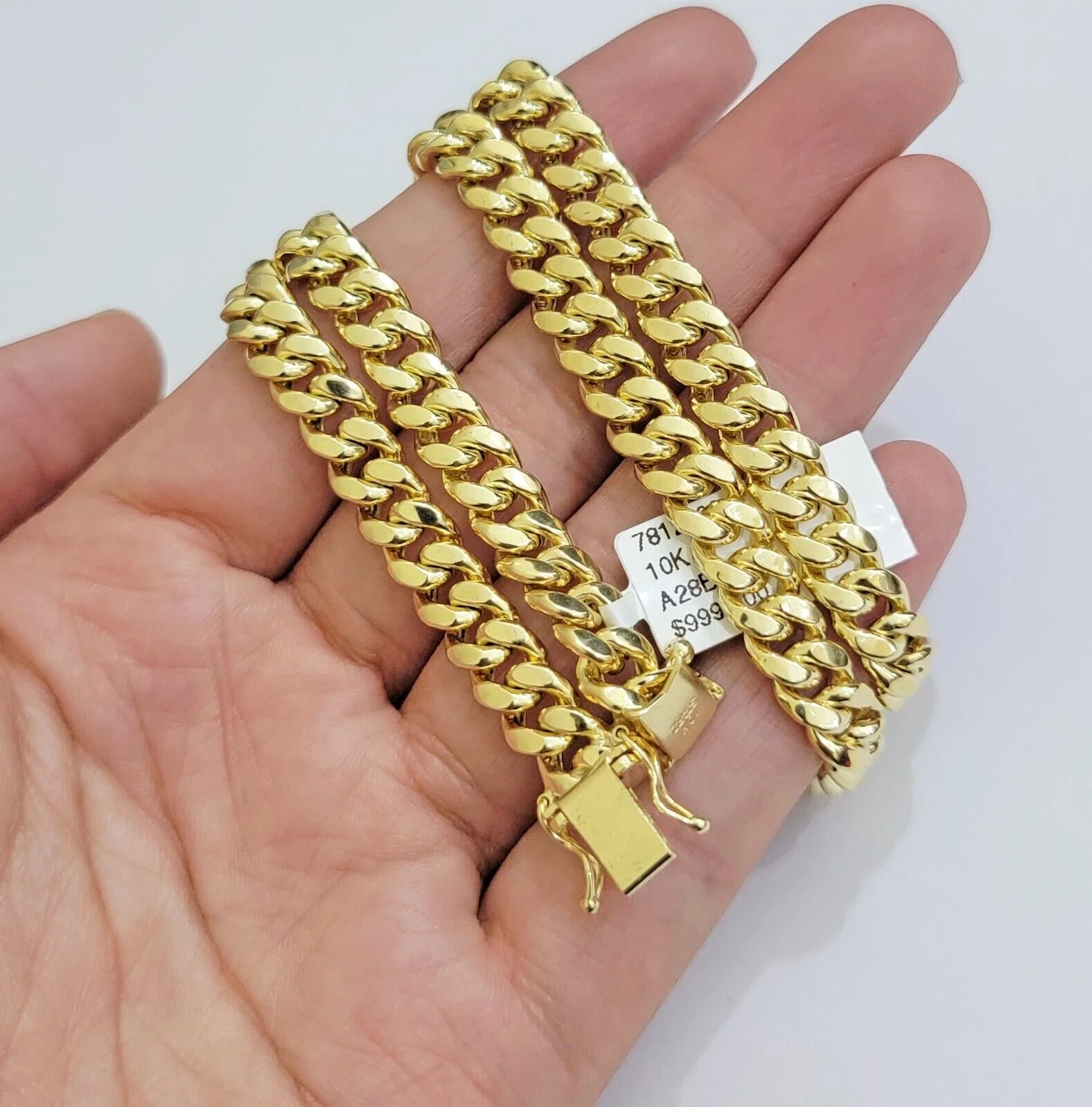 Real 10k Yellow Gold Chain Necklace 7mm Miami Cuban Link 20 inch Men Women 10KT - Image 2