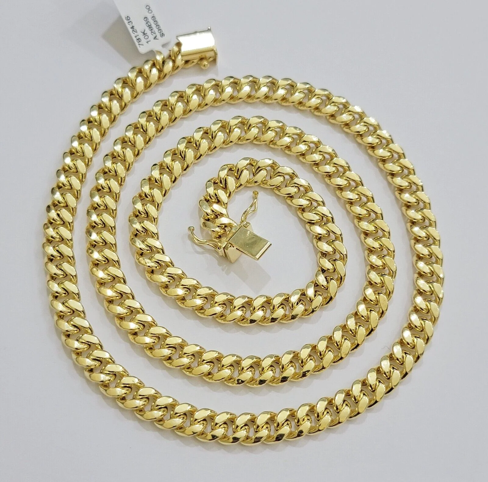 Real 10k Yellow Gold Chain Necklace 7mm Miami Cuban Link 20 inch Men Women 10KT - Image 5
