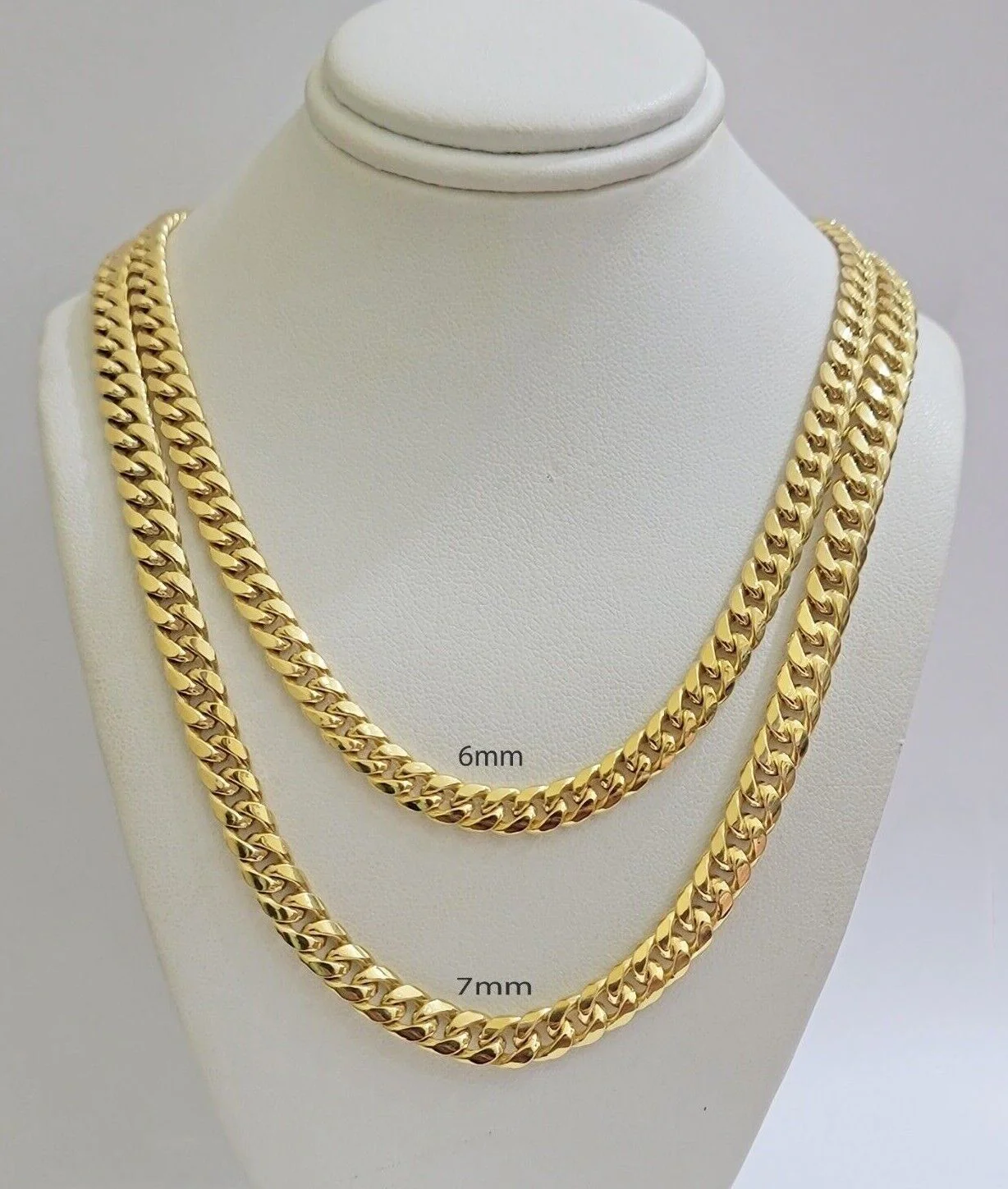 Real 10k Yellow Gold Chain necklace Miami Cuban Link 7mm 20" 22" 24 Inch 10KT - Image 7