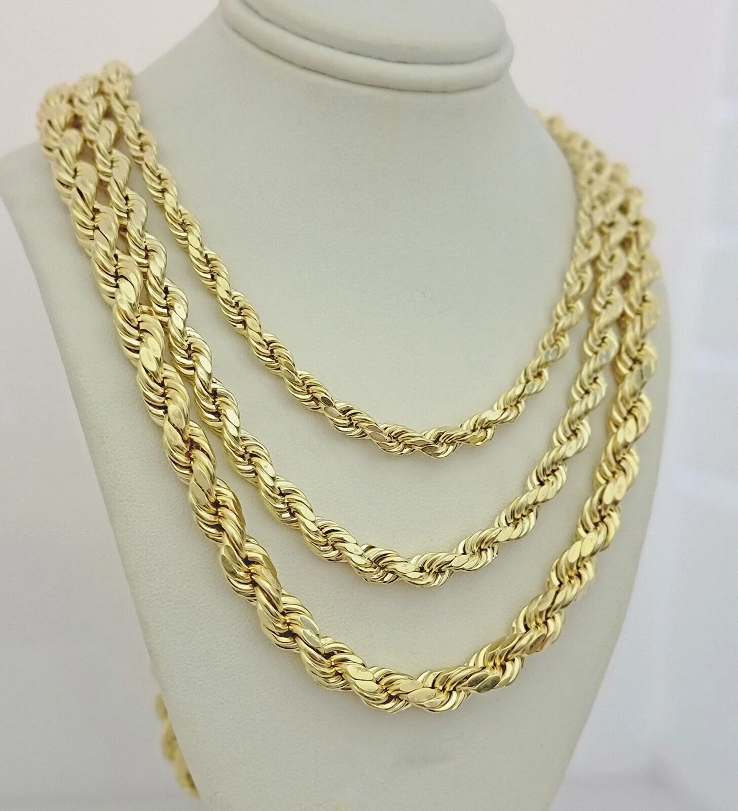 Real 10k Yellow Gold Chain Rope Necklace 6mm 7mm 8mm 20" 22" 24" 26" 28" 30" Men - Image 9