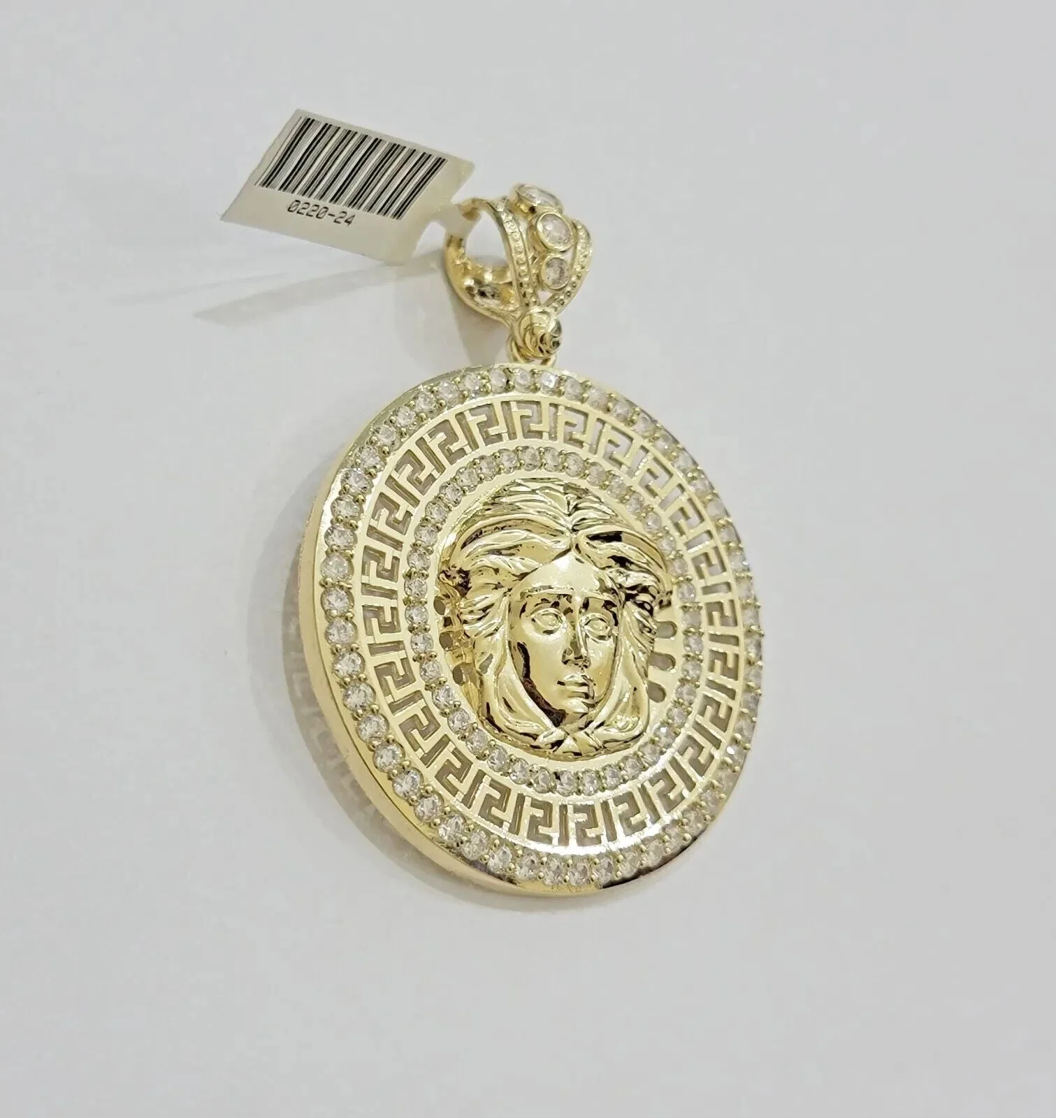 Real 10k Yellow Gold Charm Pendant Circular Round Head With Stones Unique Design - Image 5