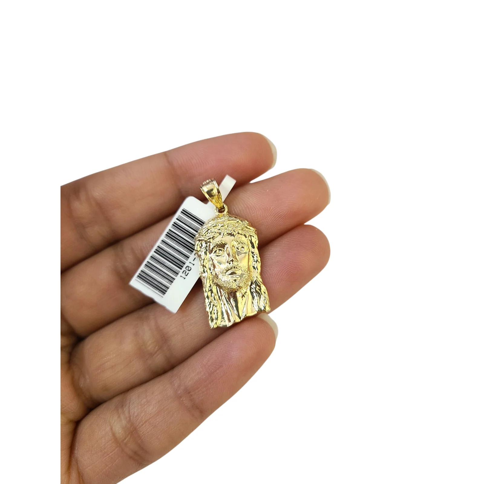 Real 10k Yellow Gold Charm Pendant Cross 1.2 " Head Face Gold 10KT - Image 4