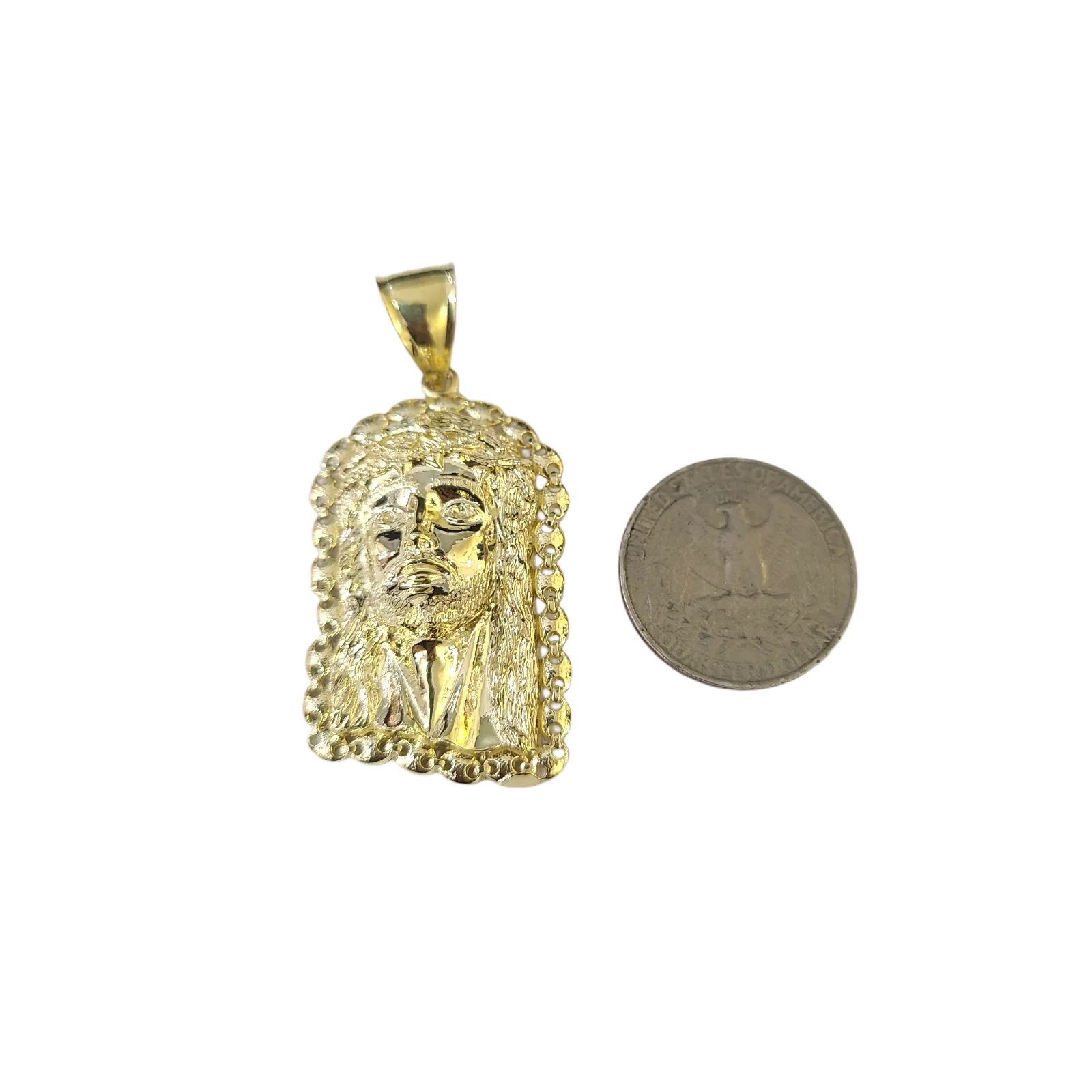 Real 10k Yellow Gold Charm Pendant Jesus Head 10KT - Image 4