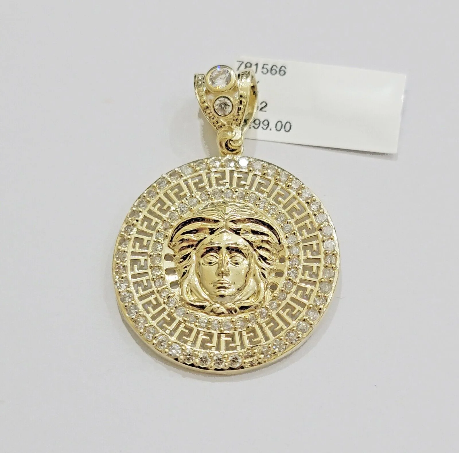 Real 10k Yellow Gold Charm Pendant Medusa Head 1.5" With Stones 10kt for Chain - Image 6